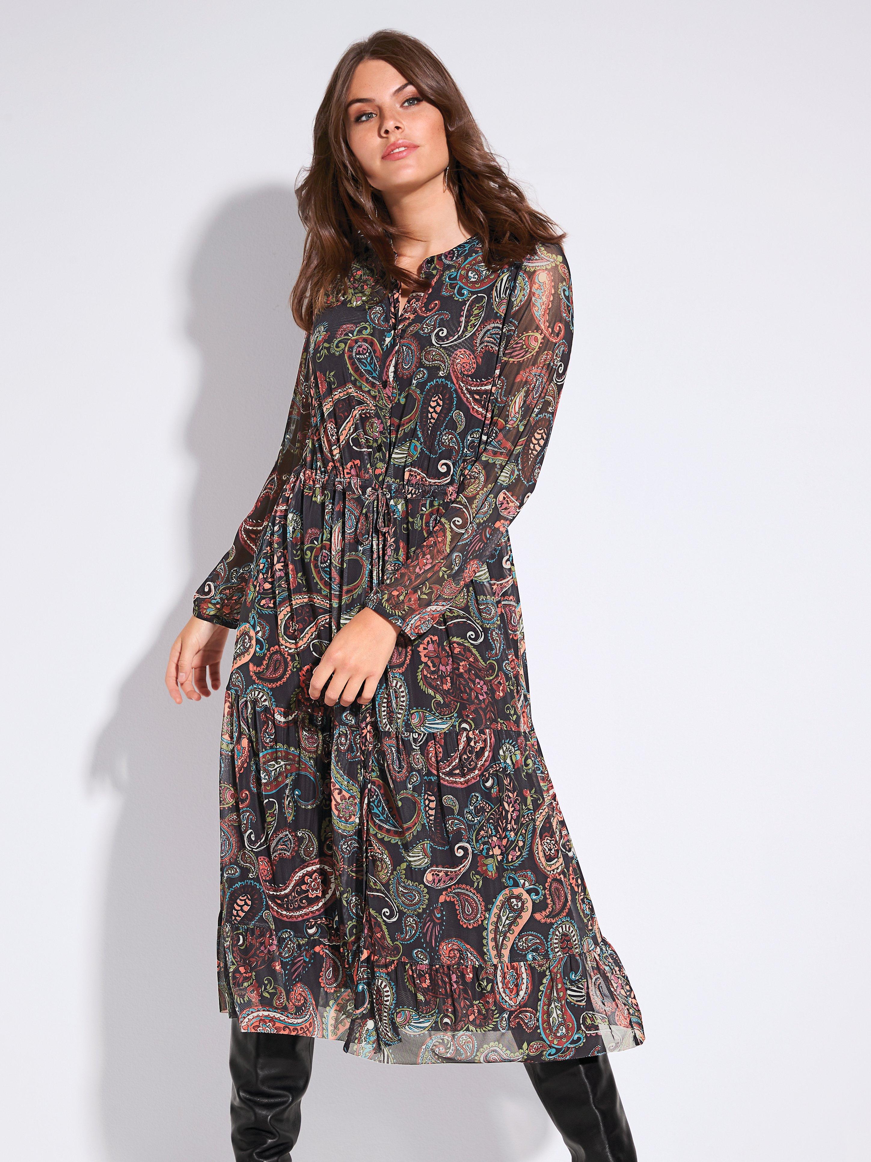 Samoon Kleid In Maxi Lange Schwarz Multicolor