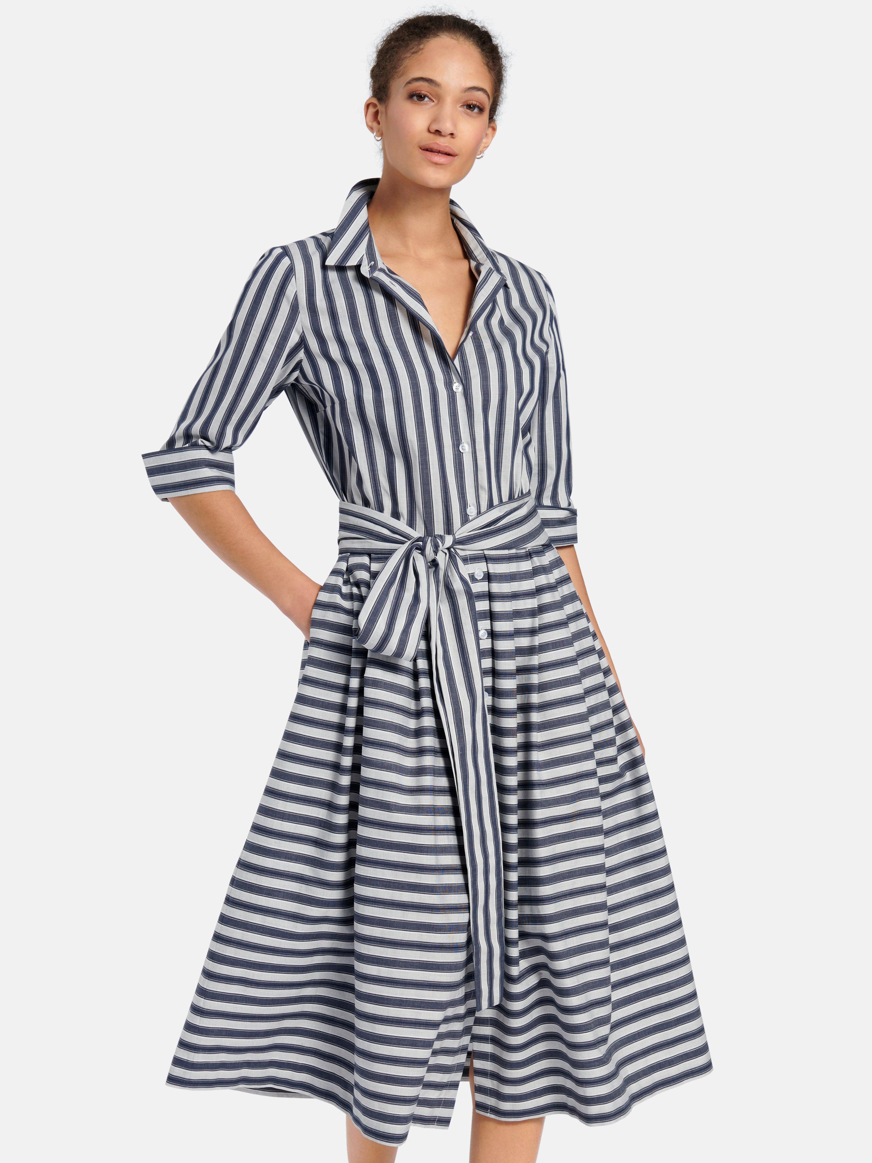 Peter Hahn Kleid Mit 3 4 Arm Stein Blau 