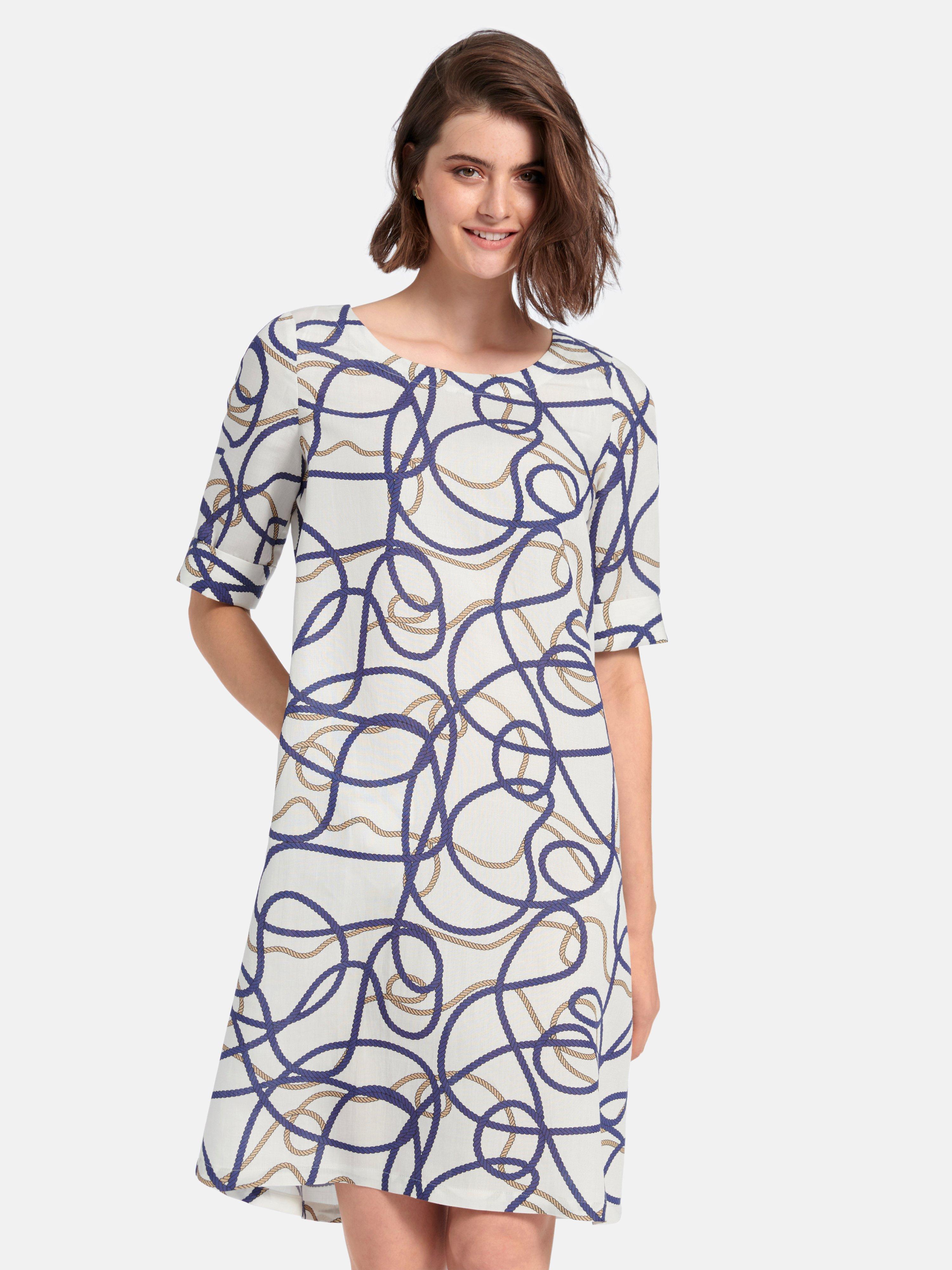 Peter Hahn - Jurk met dessin van touwen in maritieme stijl