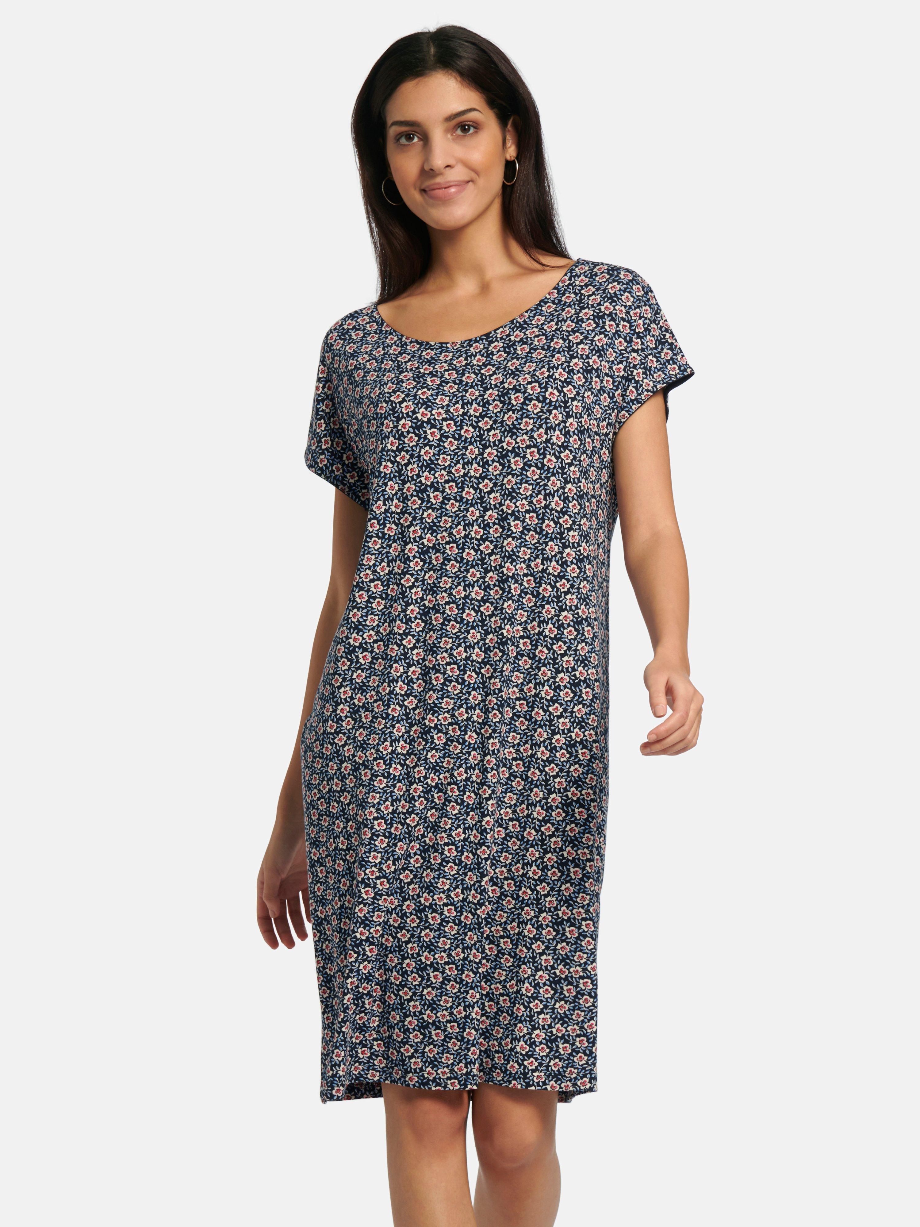 Peter Hahn Jersey Dress With Drop Shoulder Navy Multicoloured 
