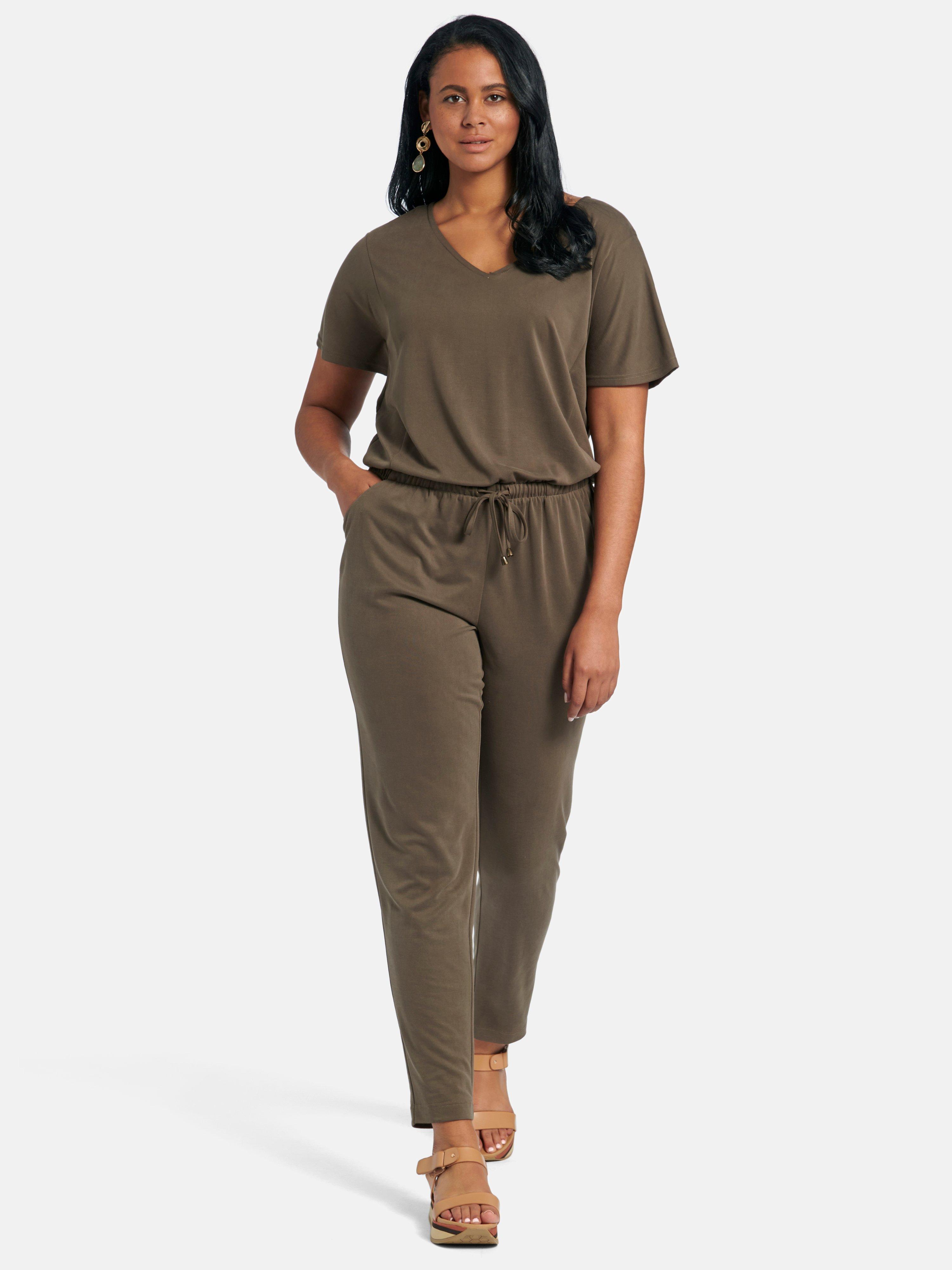 Emilia Lay - Jersey jumpsuit with drawstring waist - khaki