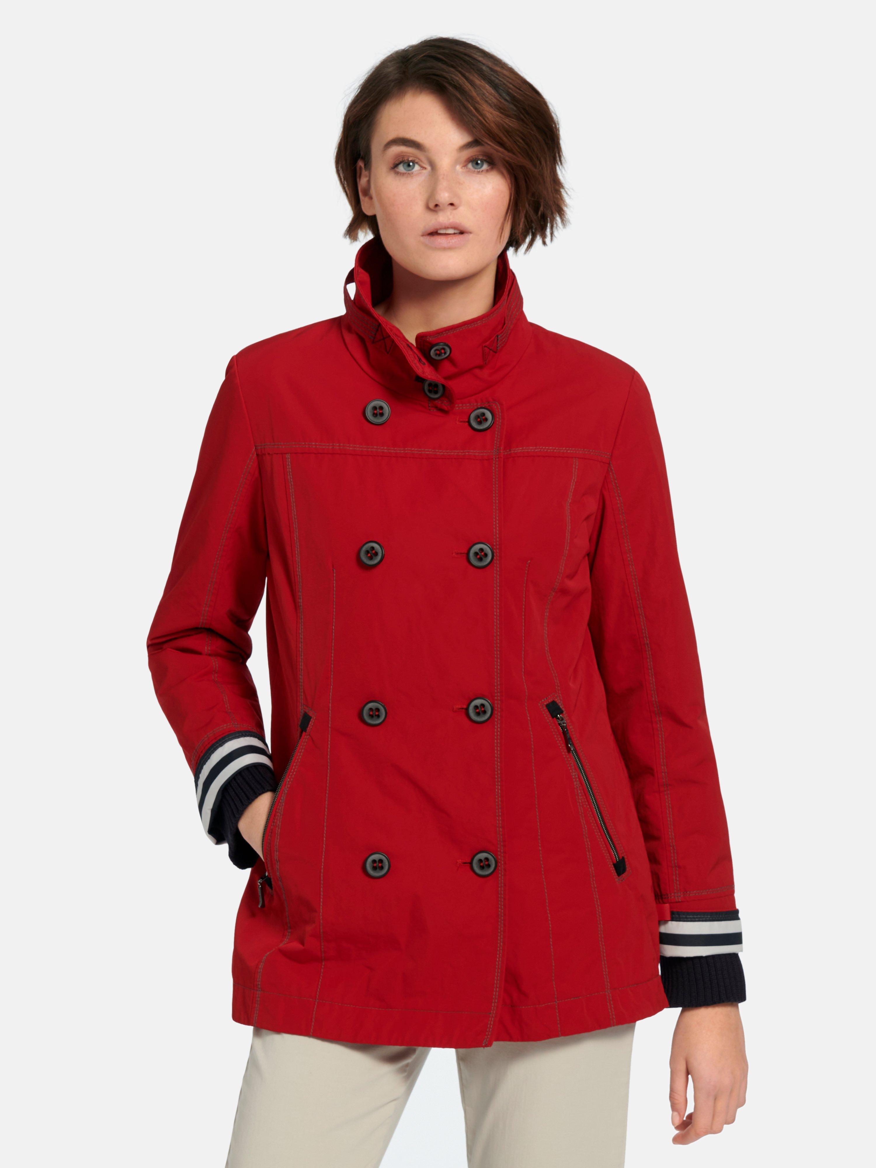 Bret style coat - - caban Double-breasted red Gil