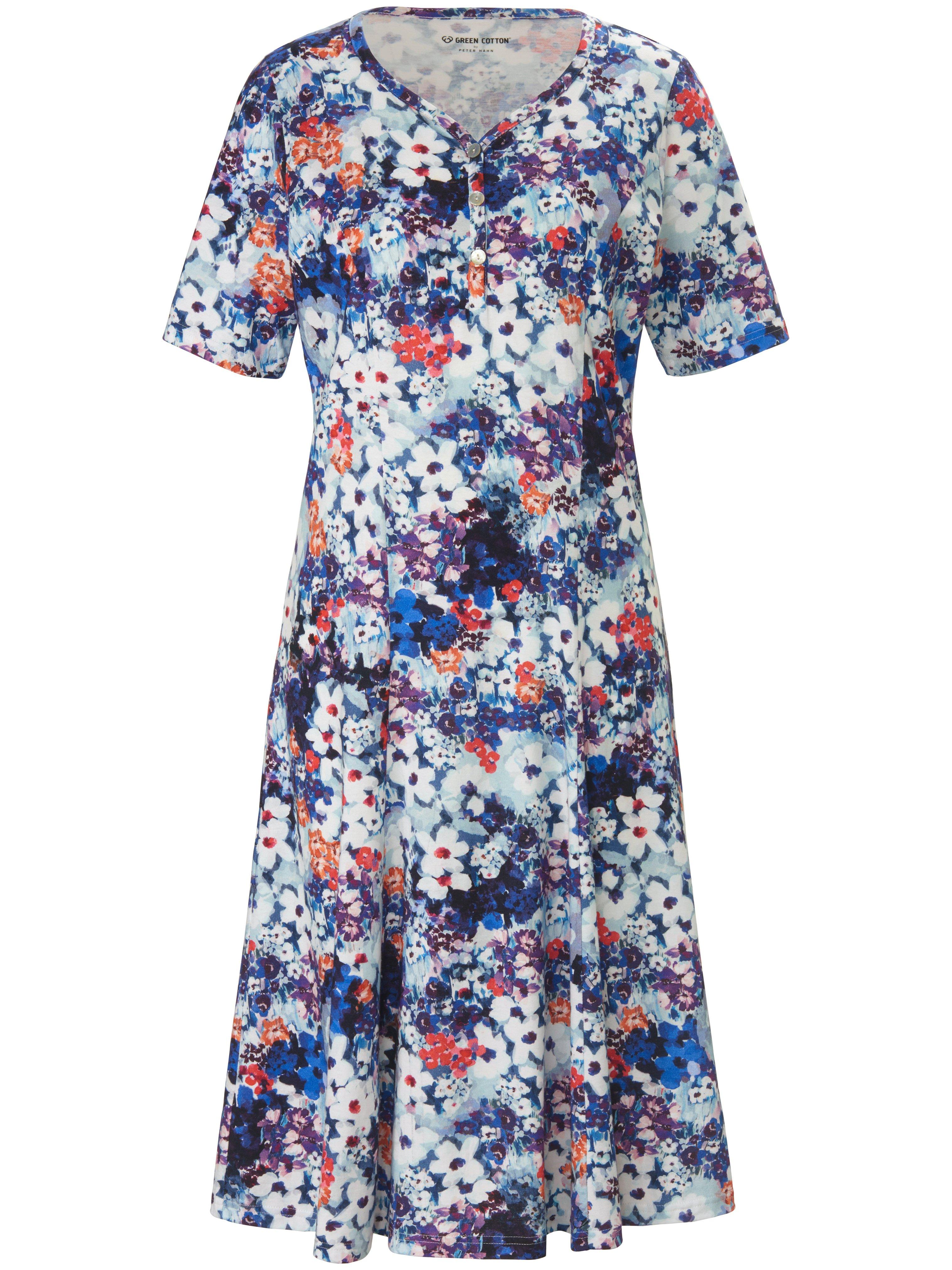 Jerseyjurk 100% katoen bloemenprint Van Green Cotton blauw