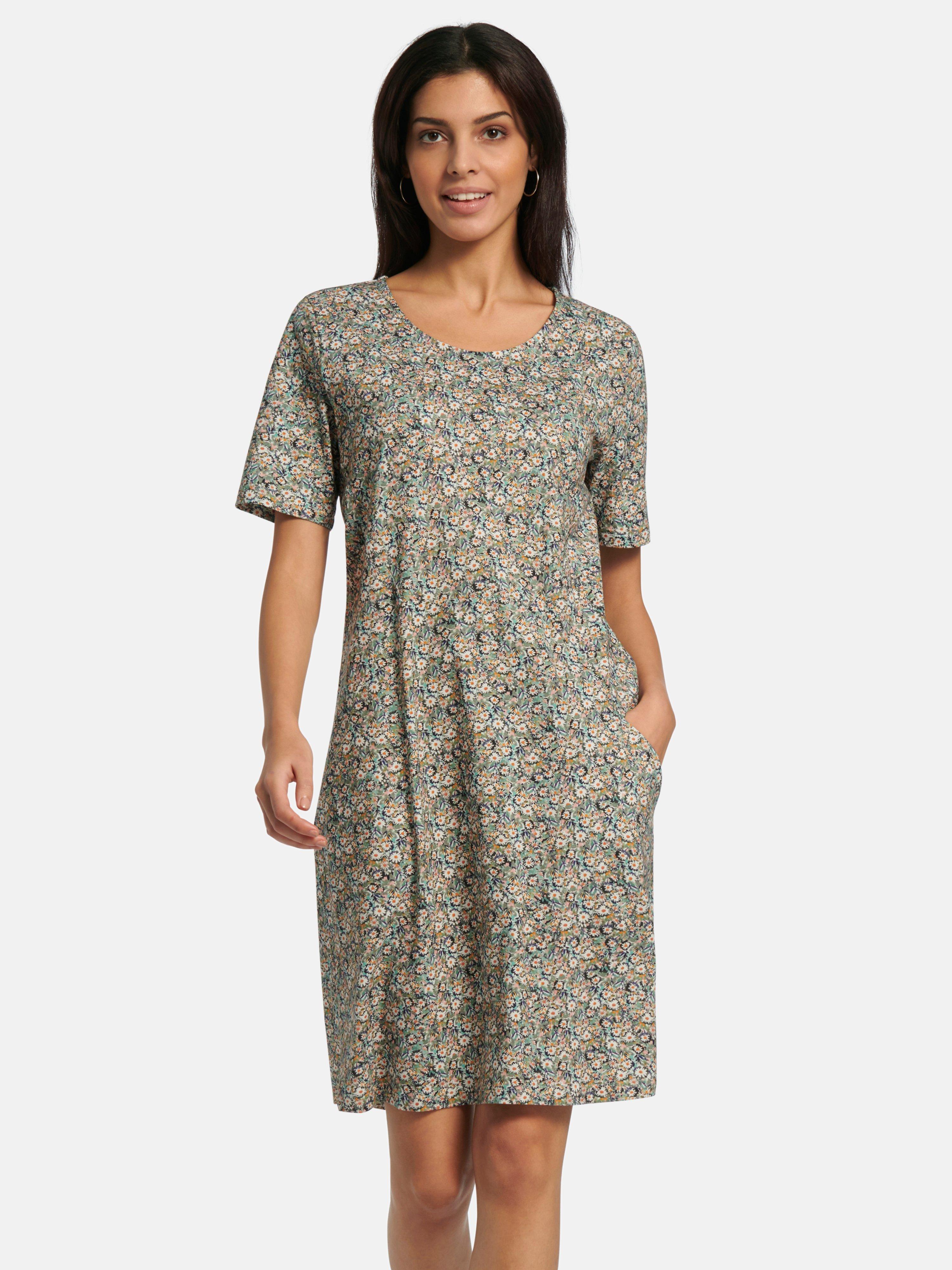 Green Cotton Jersey Kleid Schilf Multicolor 