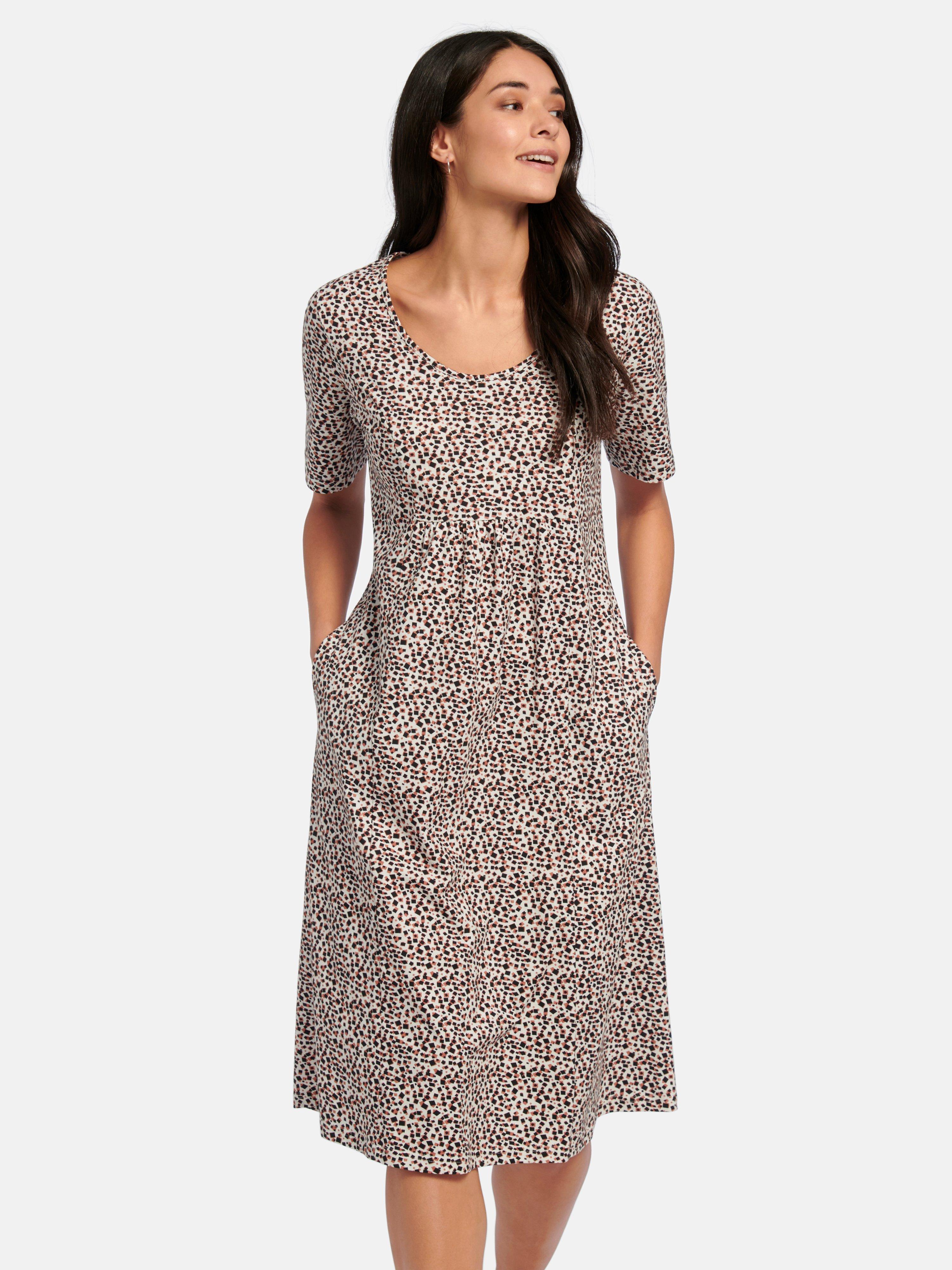 Green Cotton La robe en jersey 100 coton ecru noir multicolore