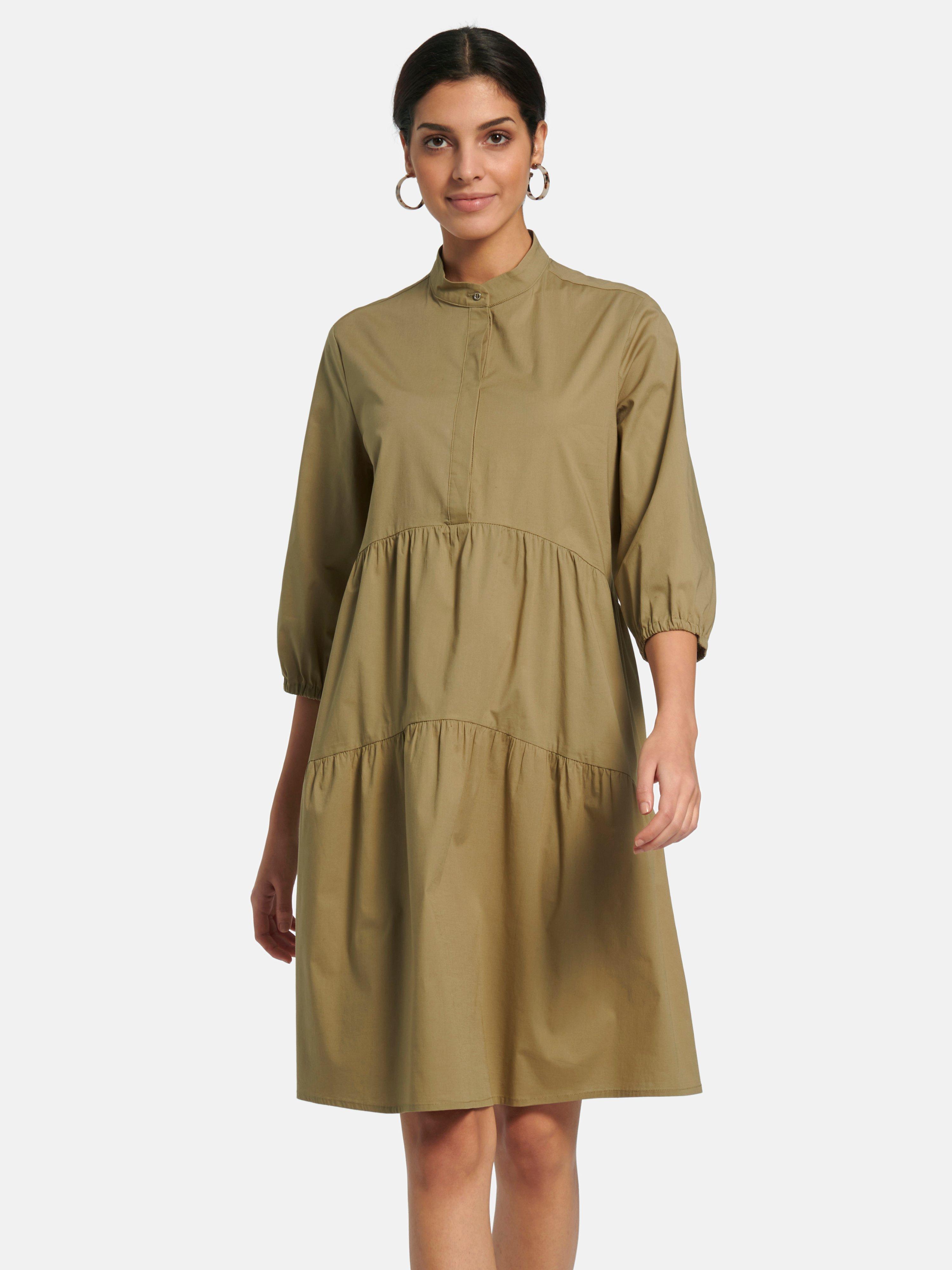 oui - Kleid mit 3/4-Arm - Khaki