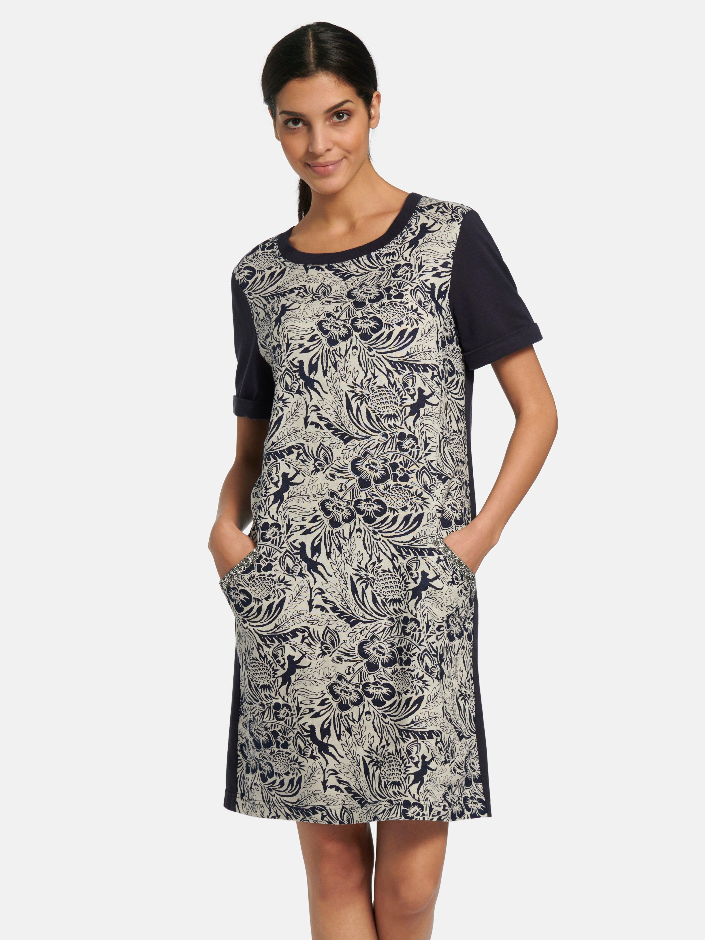 Oui Kleid Marine Weiss 