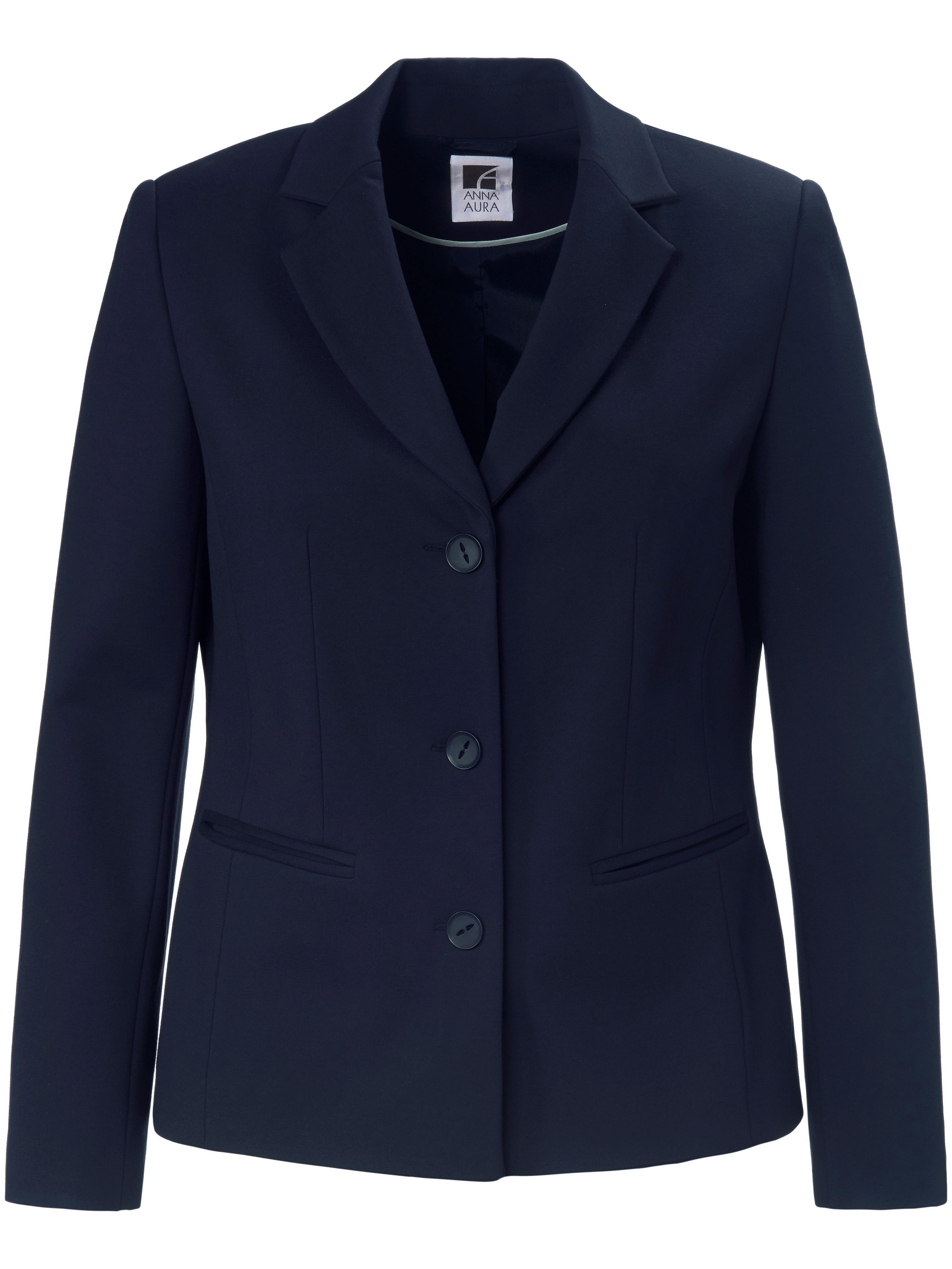 Le blazer long jersey noble extensible  Anna Aura bleu taille 48