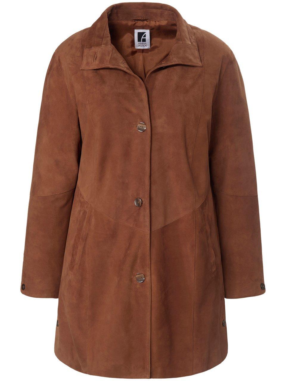 Le manteau court en cuir ultra-souple  Anna Aura marron