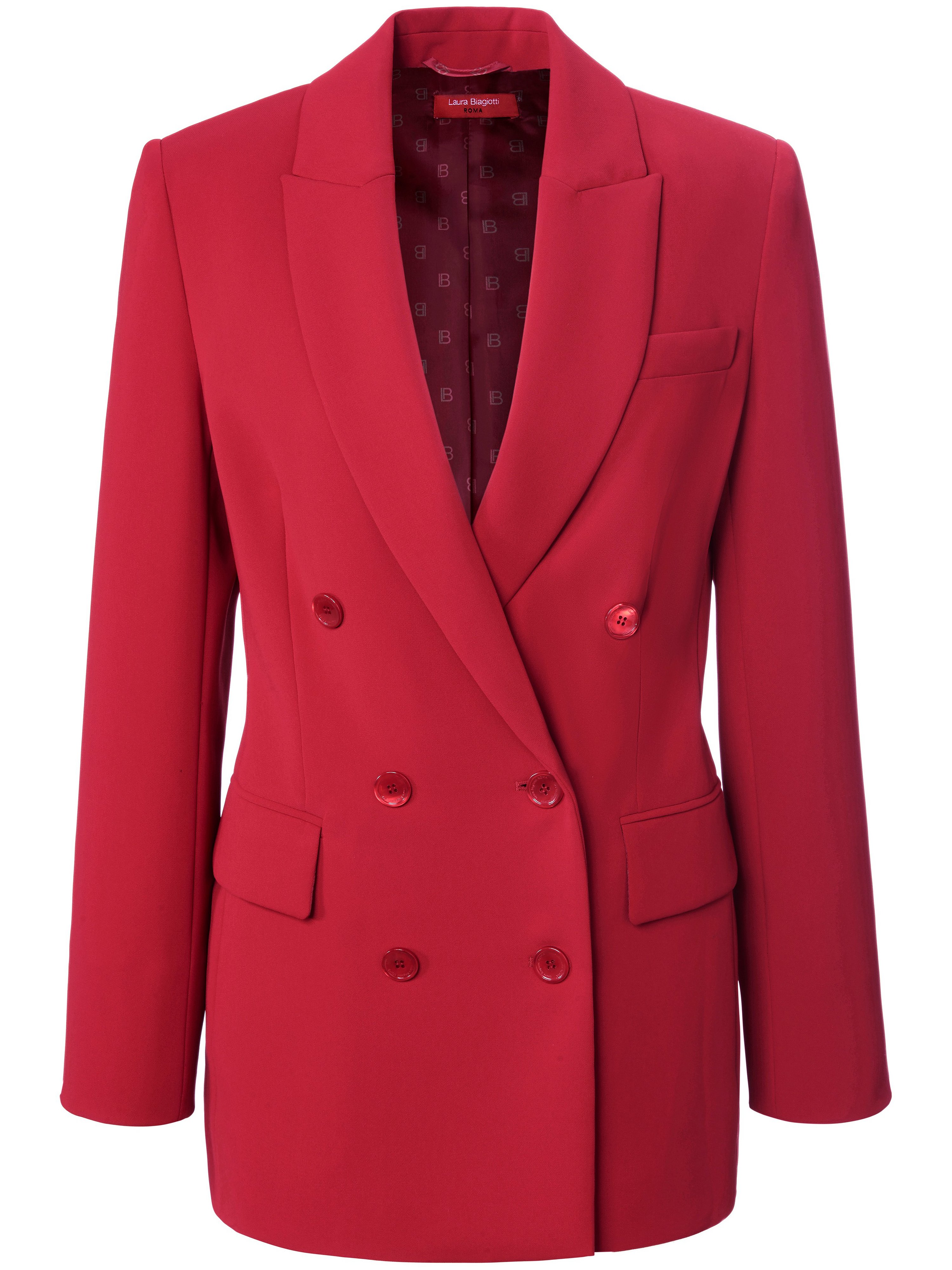 Le blazer long avec poches passepoilées à rabat  Laura Biagiotti ROMA rouge taille 50