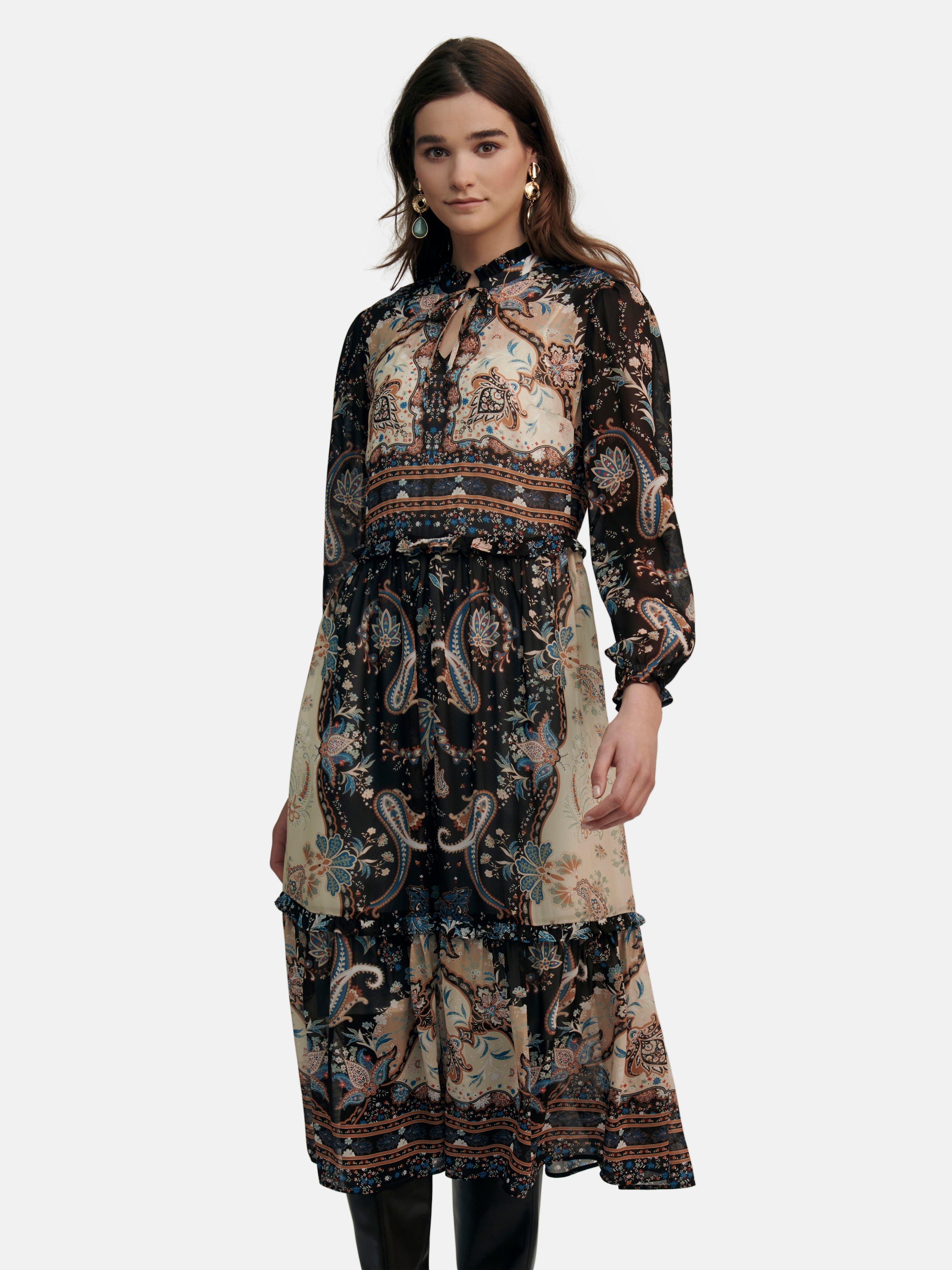 Laura Biagiotti Roma - Kleid in Maxilänge - Dunkelbraun/Multicolor