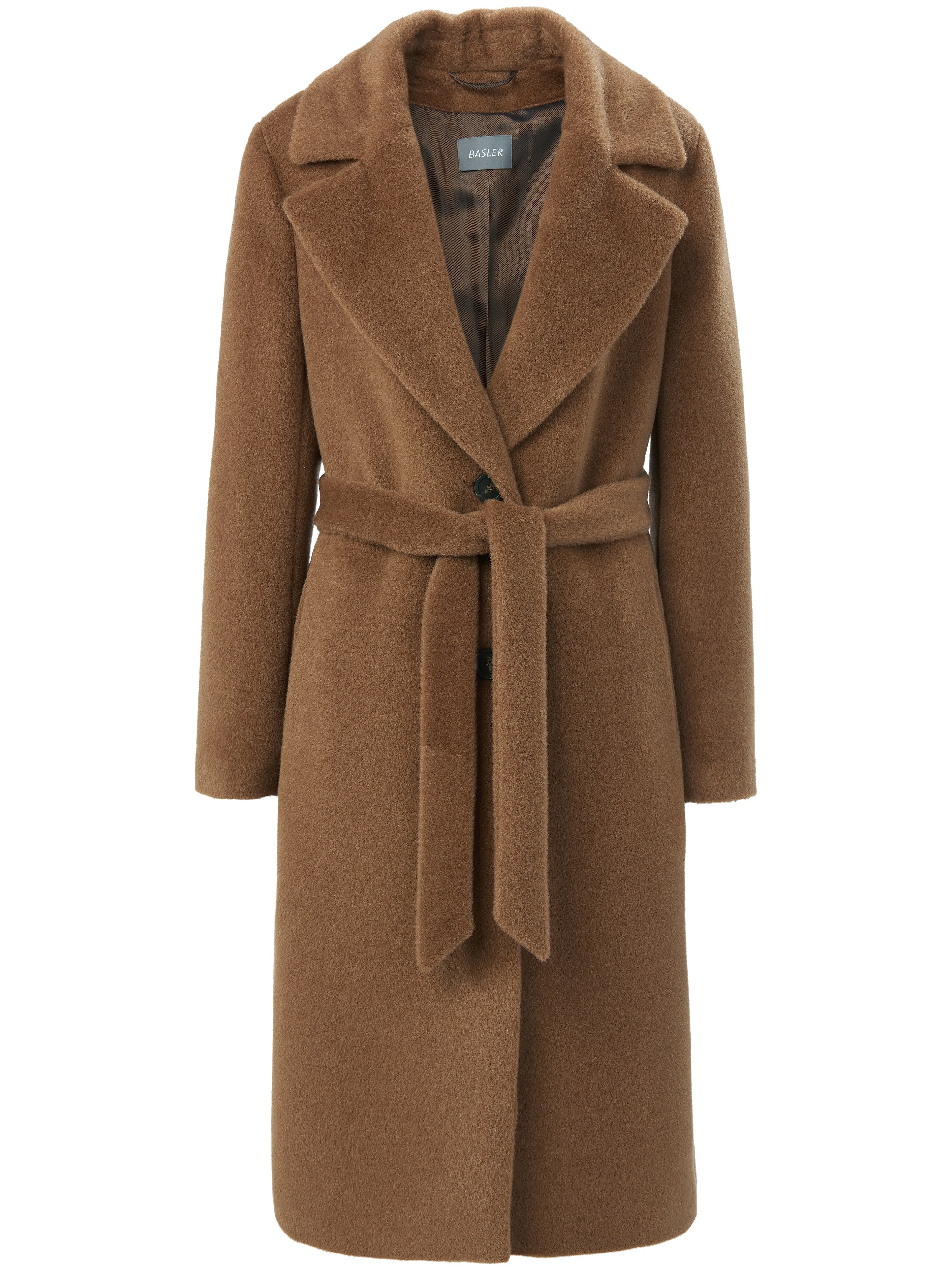 Coat in alpaca and milled wool Basler brown