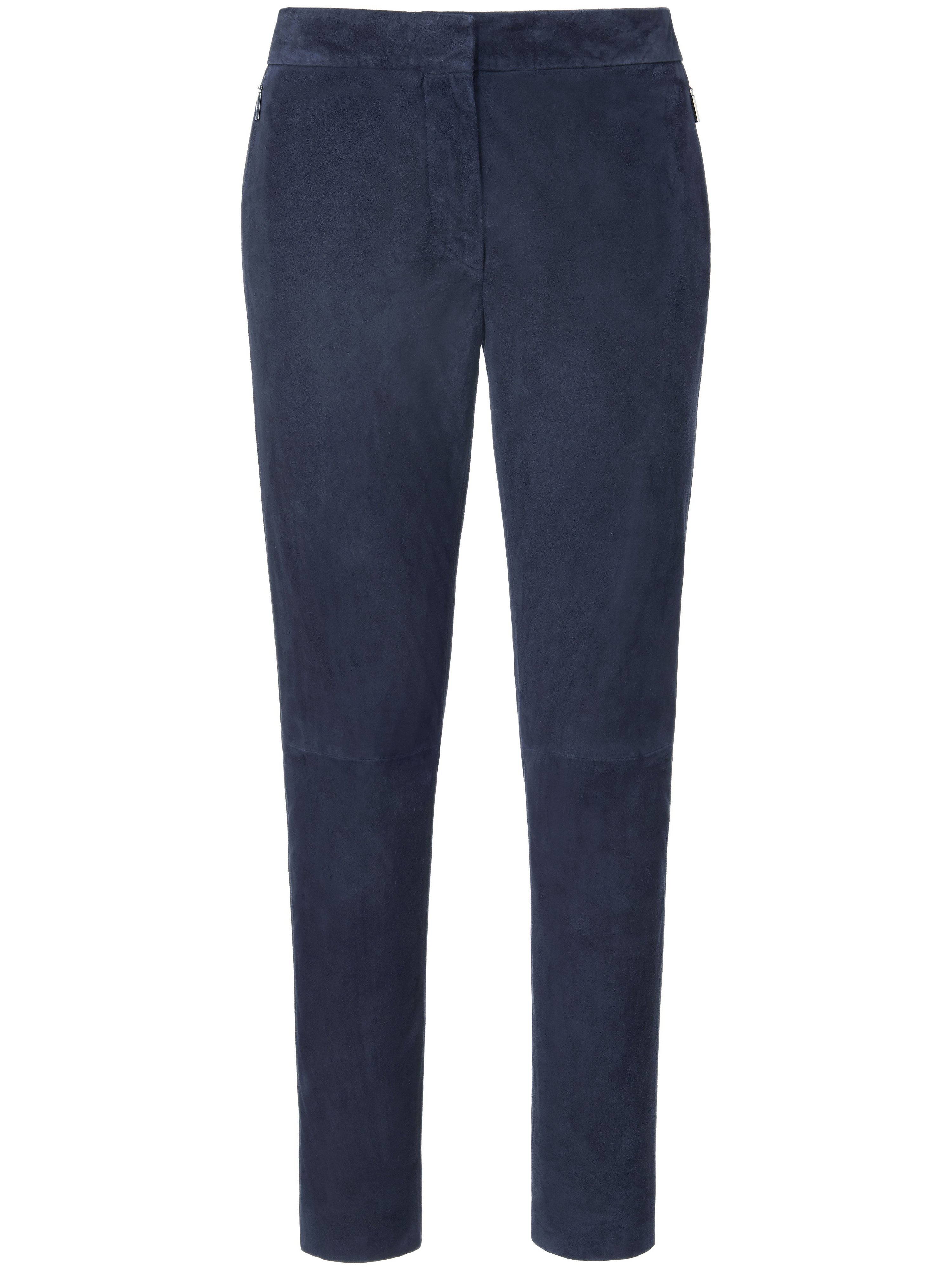 Ankle-length leather trousers Fadenmeister Berlin blue