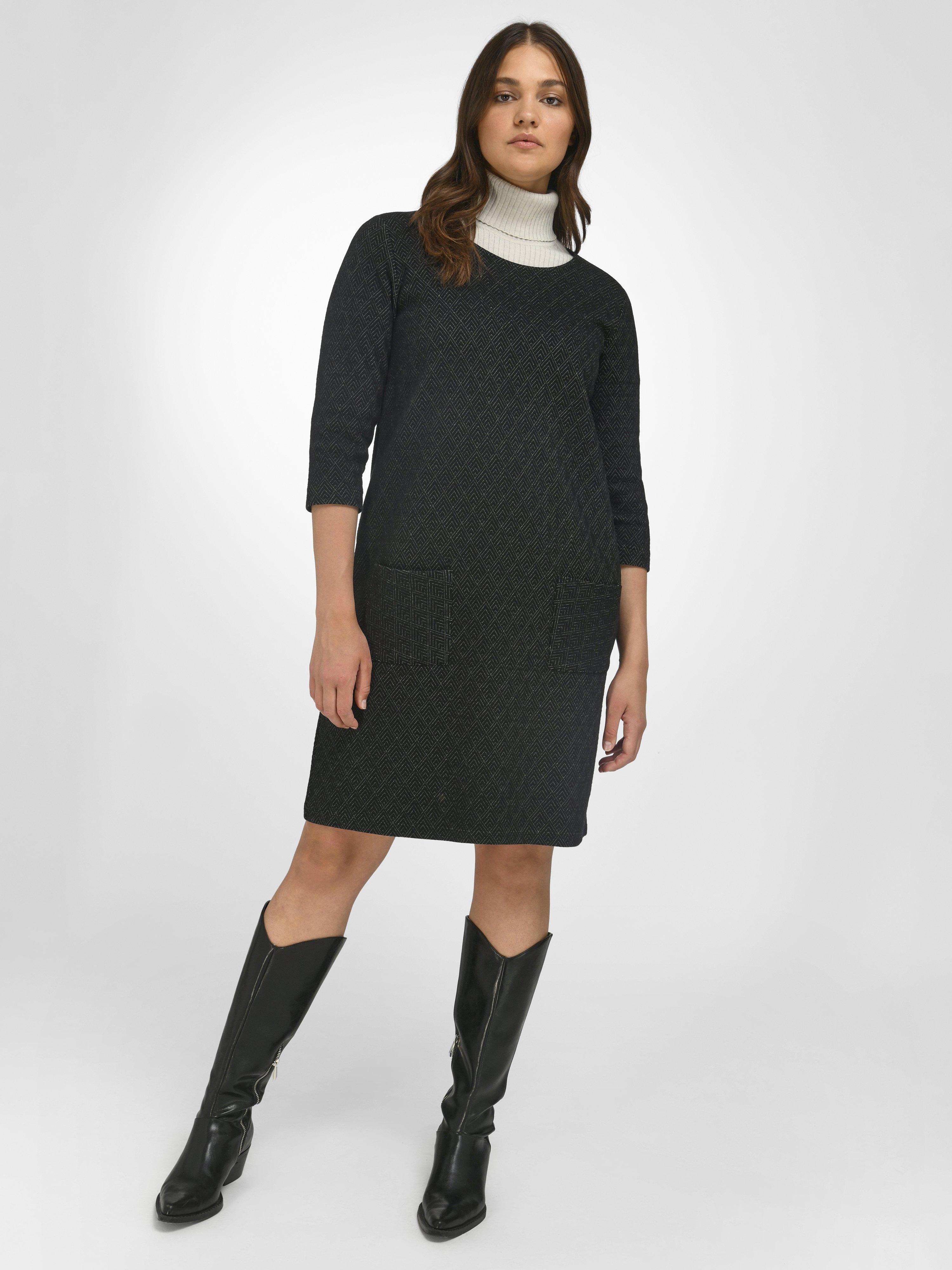 Ashley Furman twee tint Emilia Lay - Jersey jurk met lange mouwen - zwart/grijs