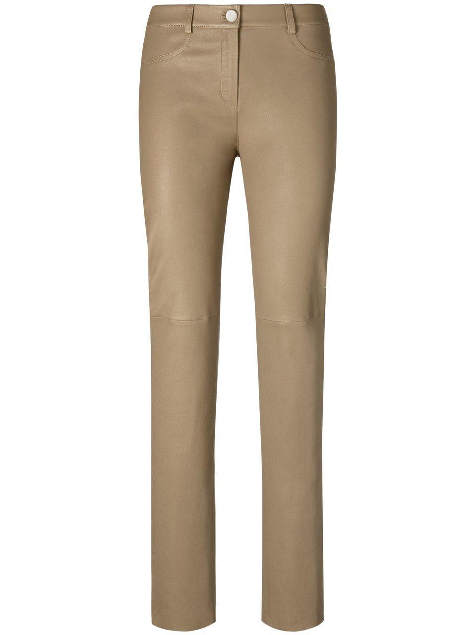 Leren broek in 4-pocketsmodel Van Peter Hahn beige