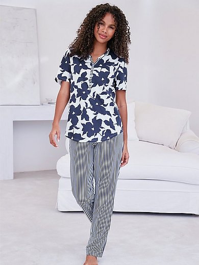 uitglijden instant noedels Rösch - Le pyjama 100% coton - bleu foncé/blanc