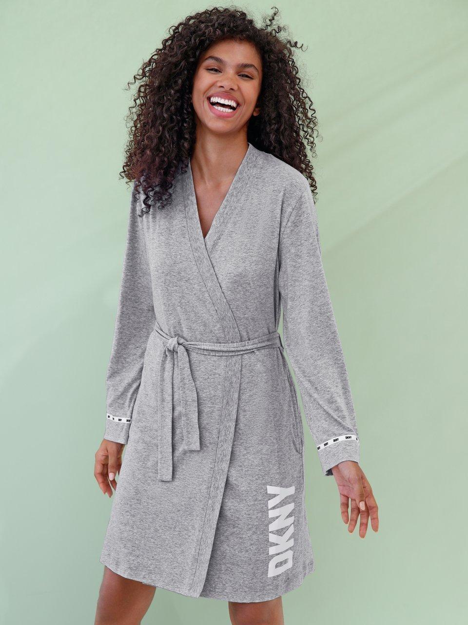 DKNY - Dressing gown with logo print - grey-mélange