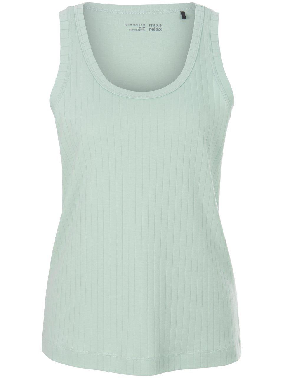 Top ronde hals in rib-look Van Schiesser groen