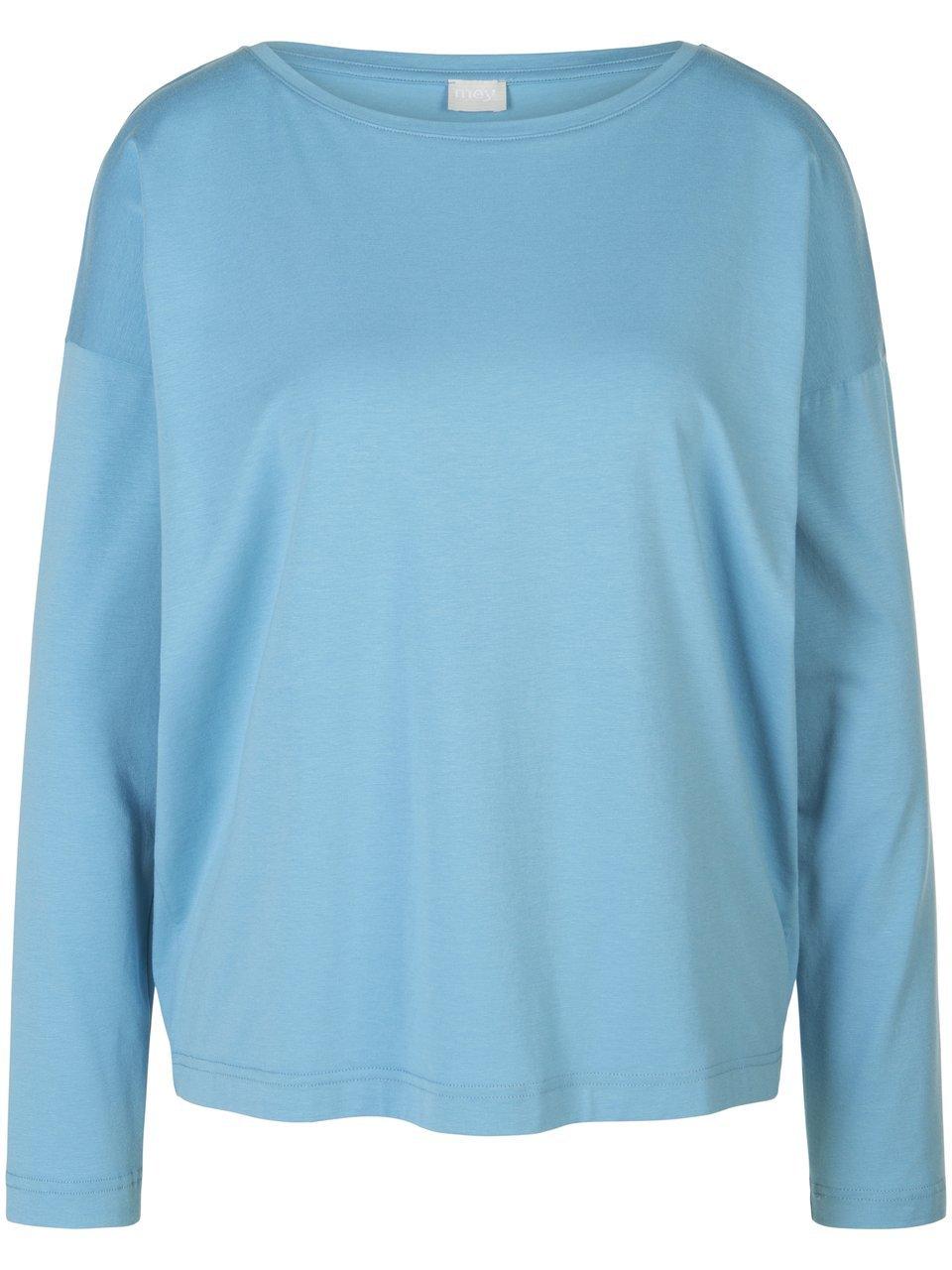 Shirt ronde hals en aangeknipte mouwen Van Mey turquoise