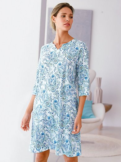 Hautnah - Nightdress in 100% cotton with ornamental pattern - aqua ...