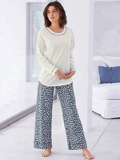musical campagne schotel Hautnah - Le pyjama 100% coton - blanc/bleu jean