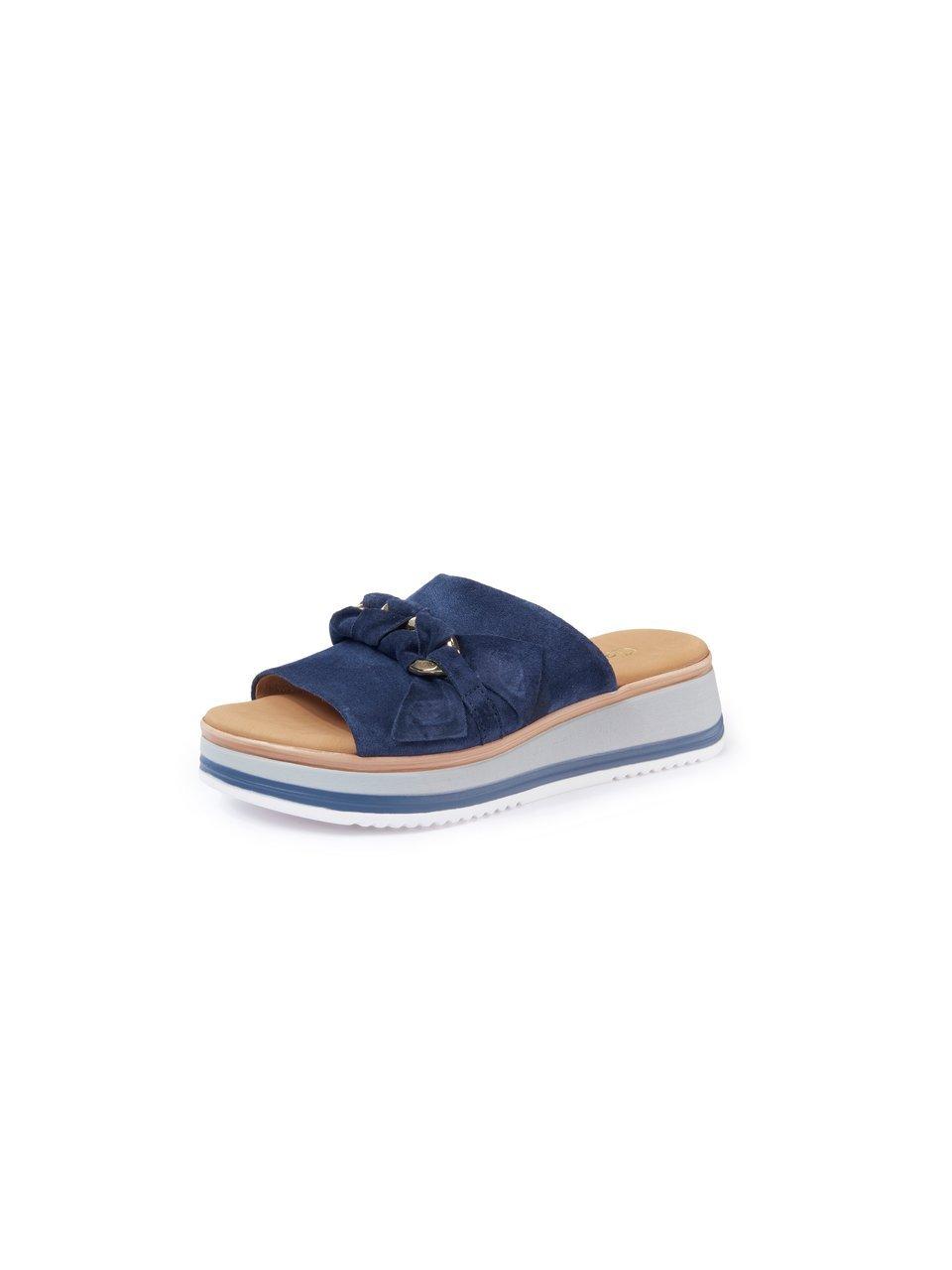 Slippers plateauzool echt leer Van Gabor Comfort blauw