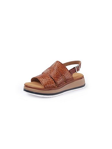 Gabor Comfort - Platform sandals in kidskin nappa leather - brandy