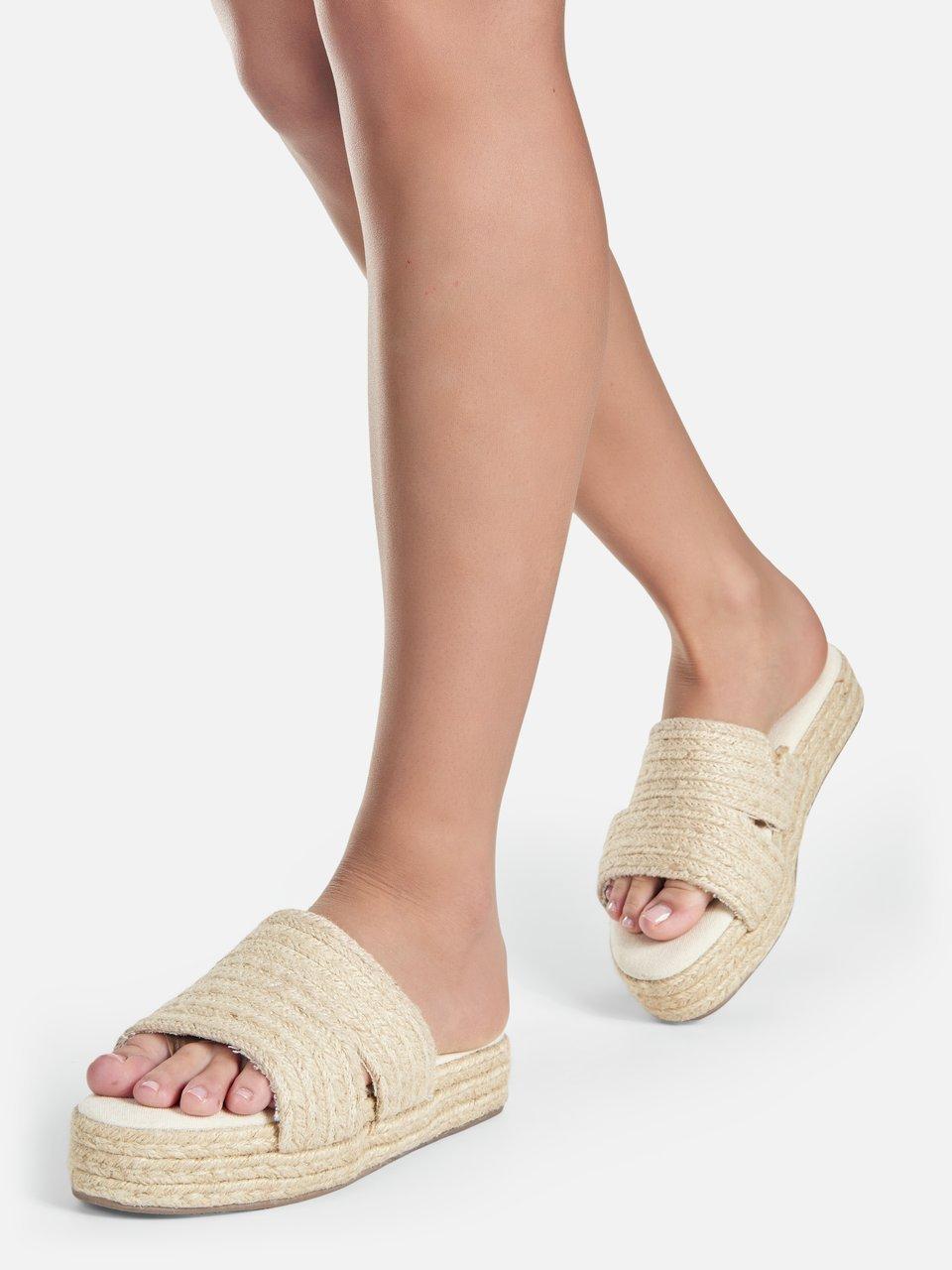 Emu Slippers met plateauzool en elastische inzet naturel