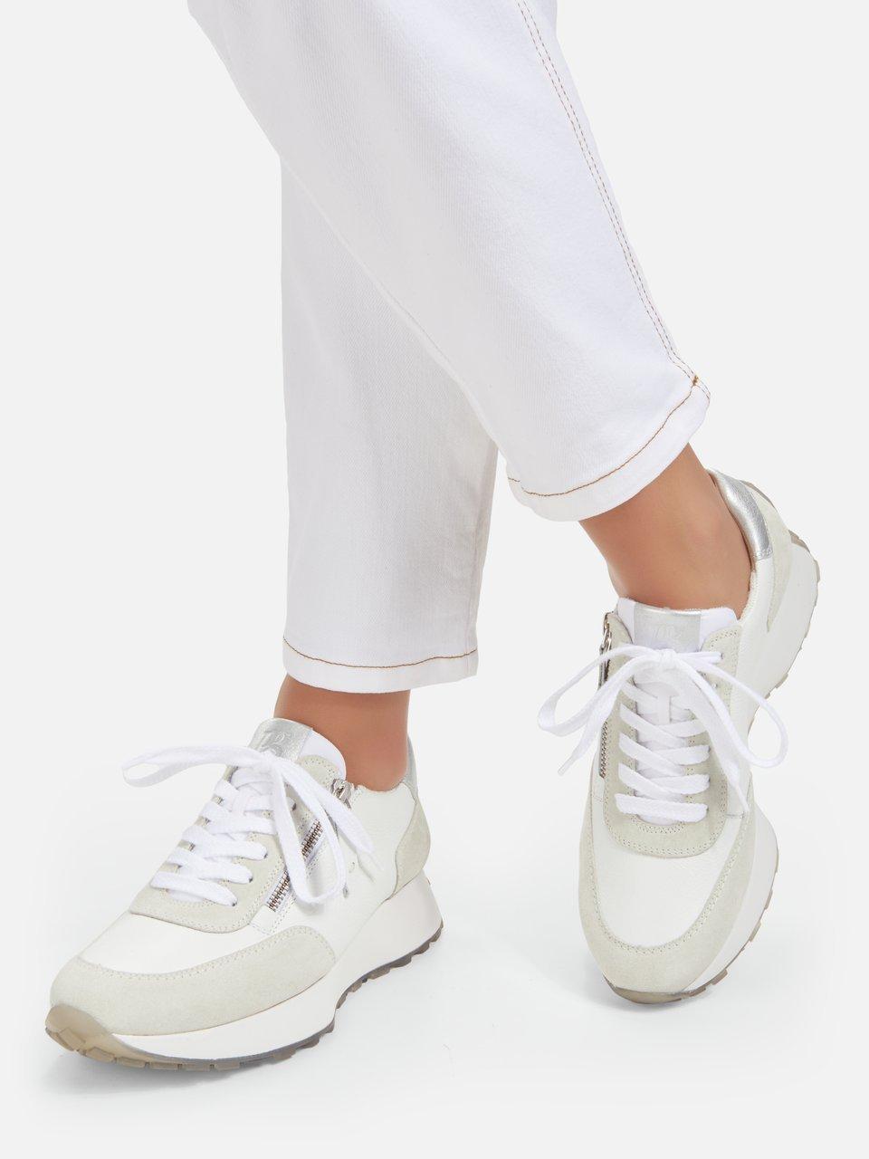 Veeg op tijd defect Paul Green - Sneakers van kalfsnappa- en suèdeleer - wit/zilverkleur