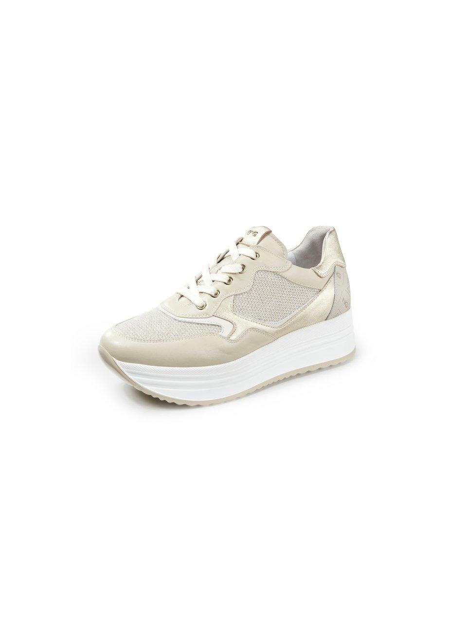 Plateausneakers geitennappaleer Van NeroGiardini beige