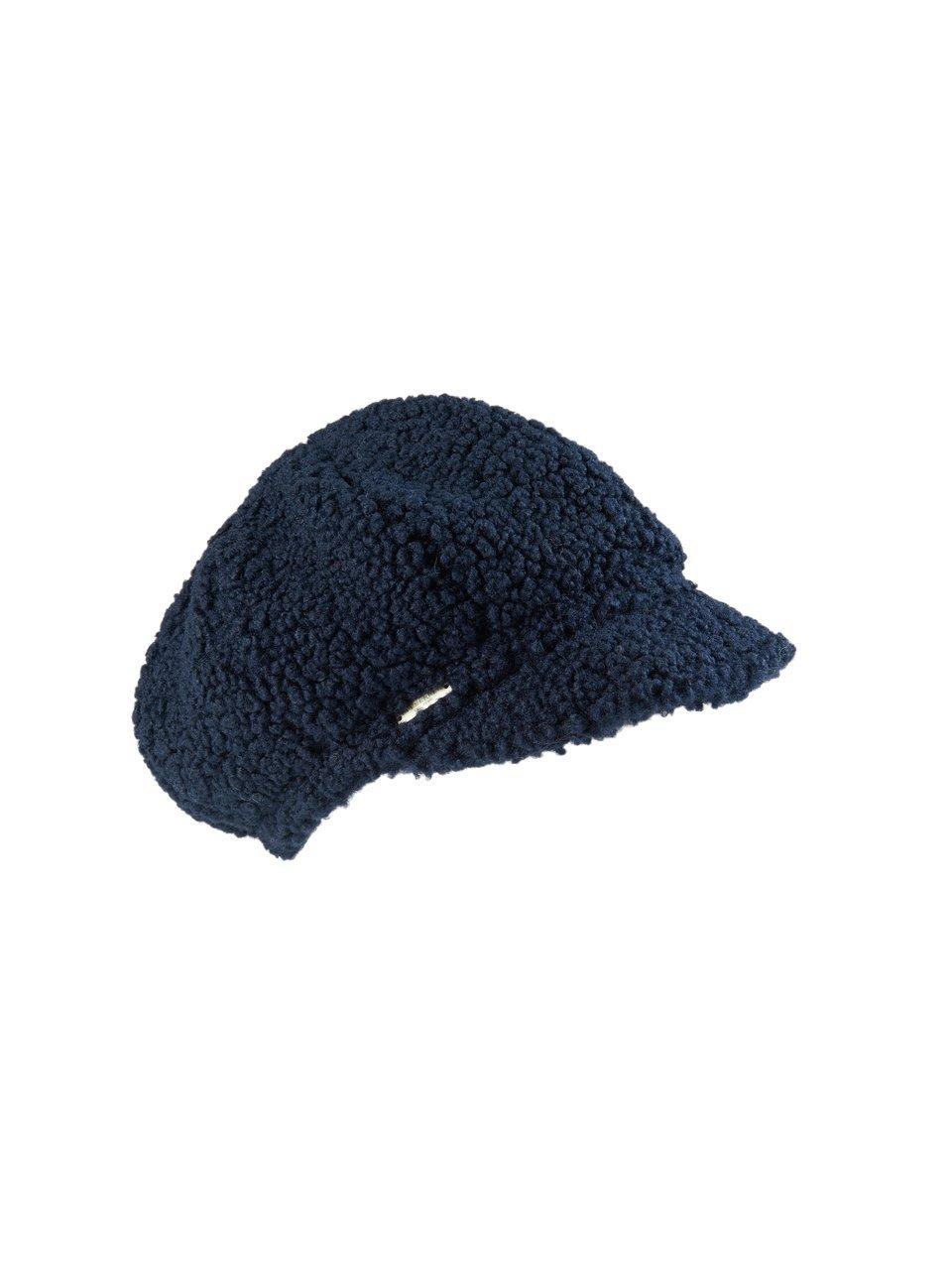 Image of Newsboy cap made of faux fur Seeberger blue