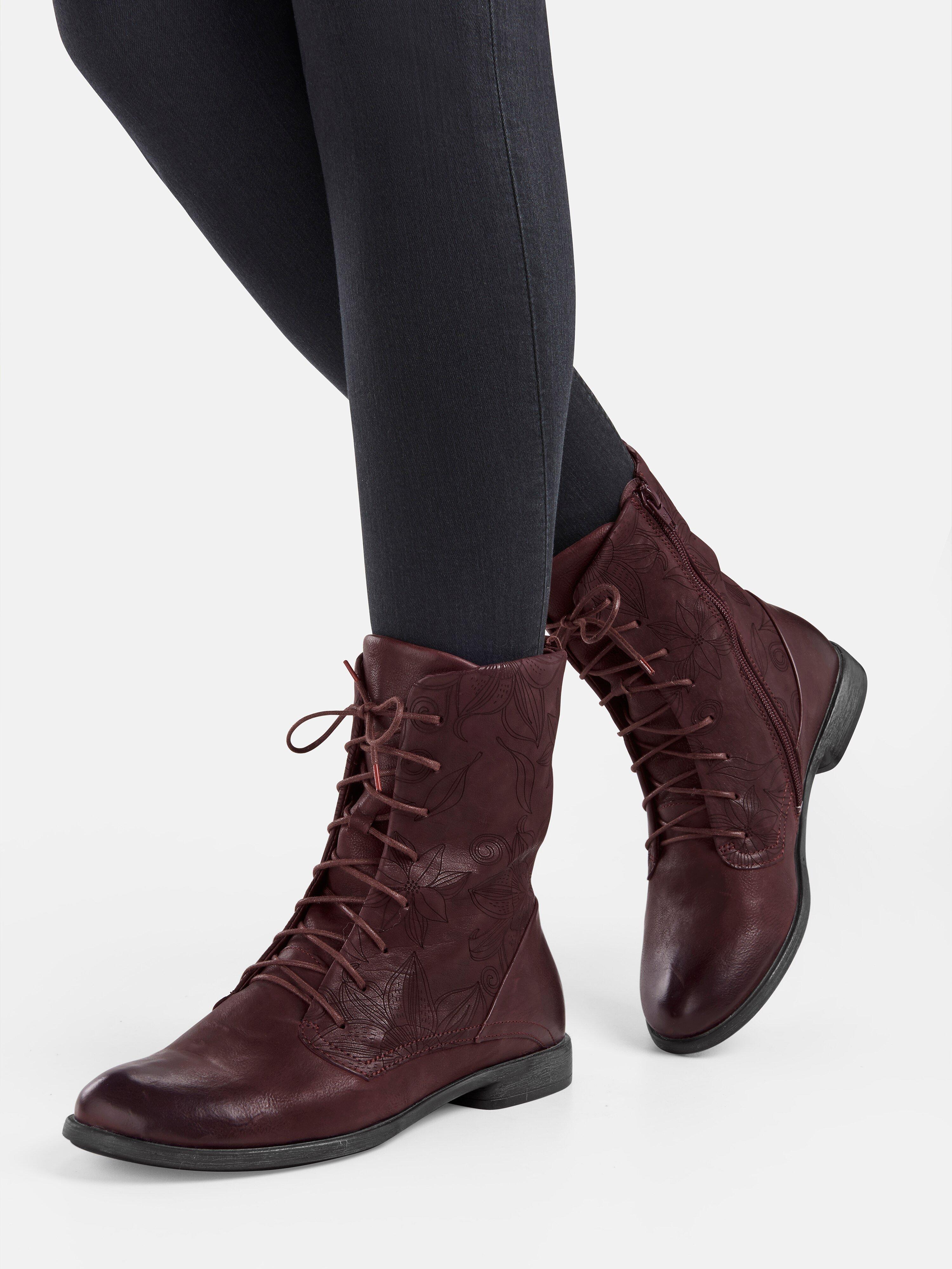 burgundy lace up boots