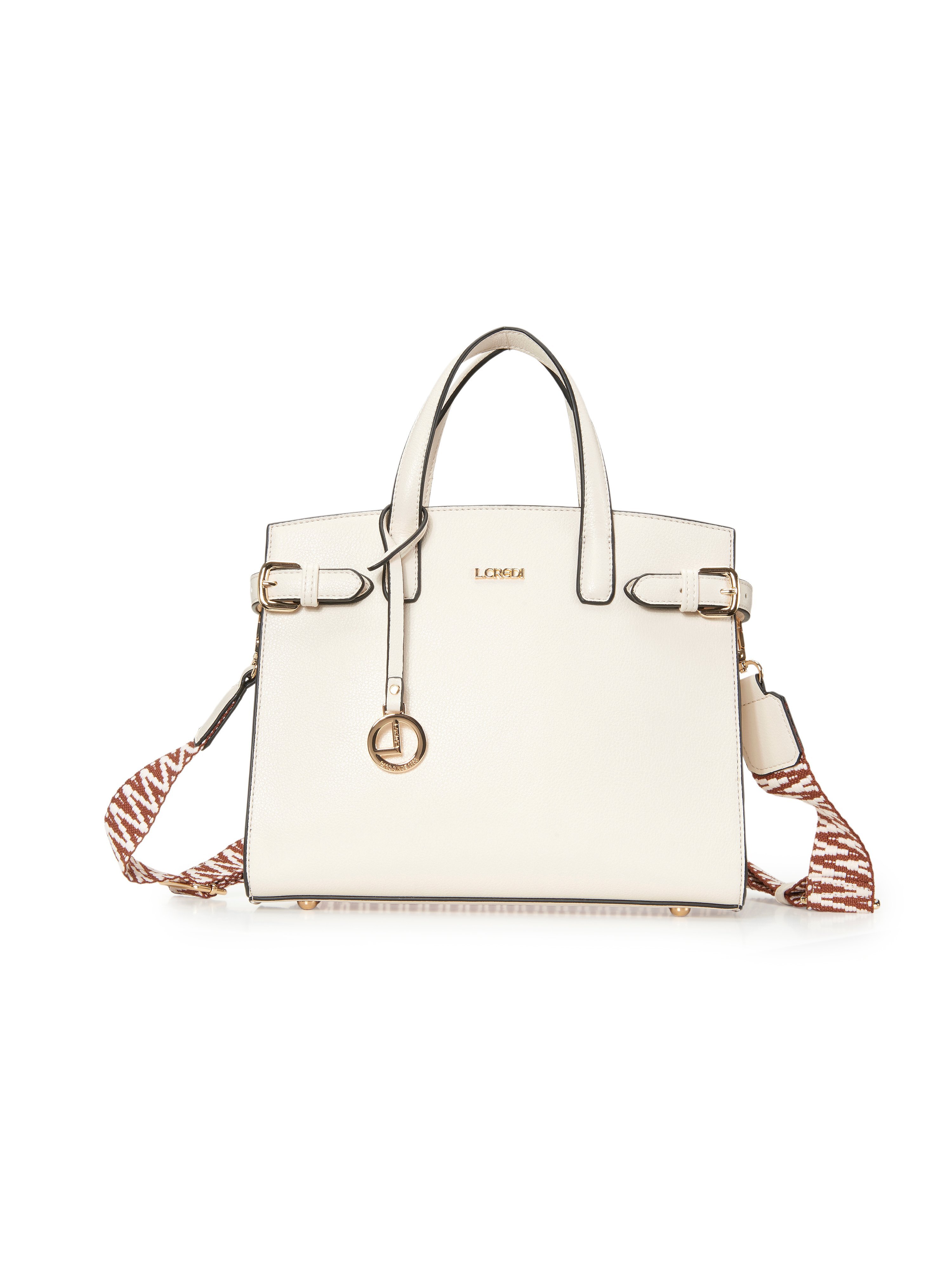 Bag buckles and a zipped compartment L. Credi white