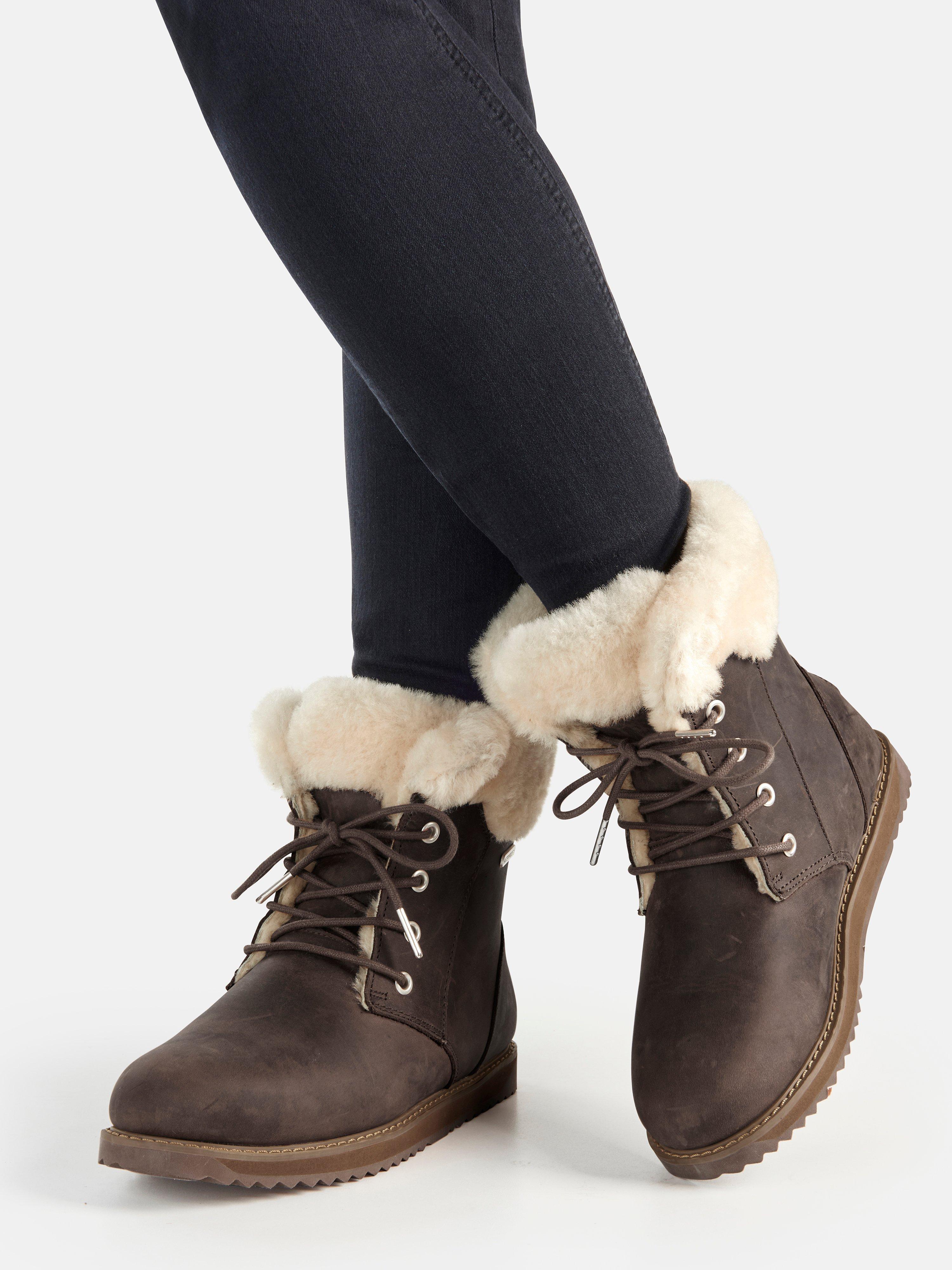 fur lace up ankle boots