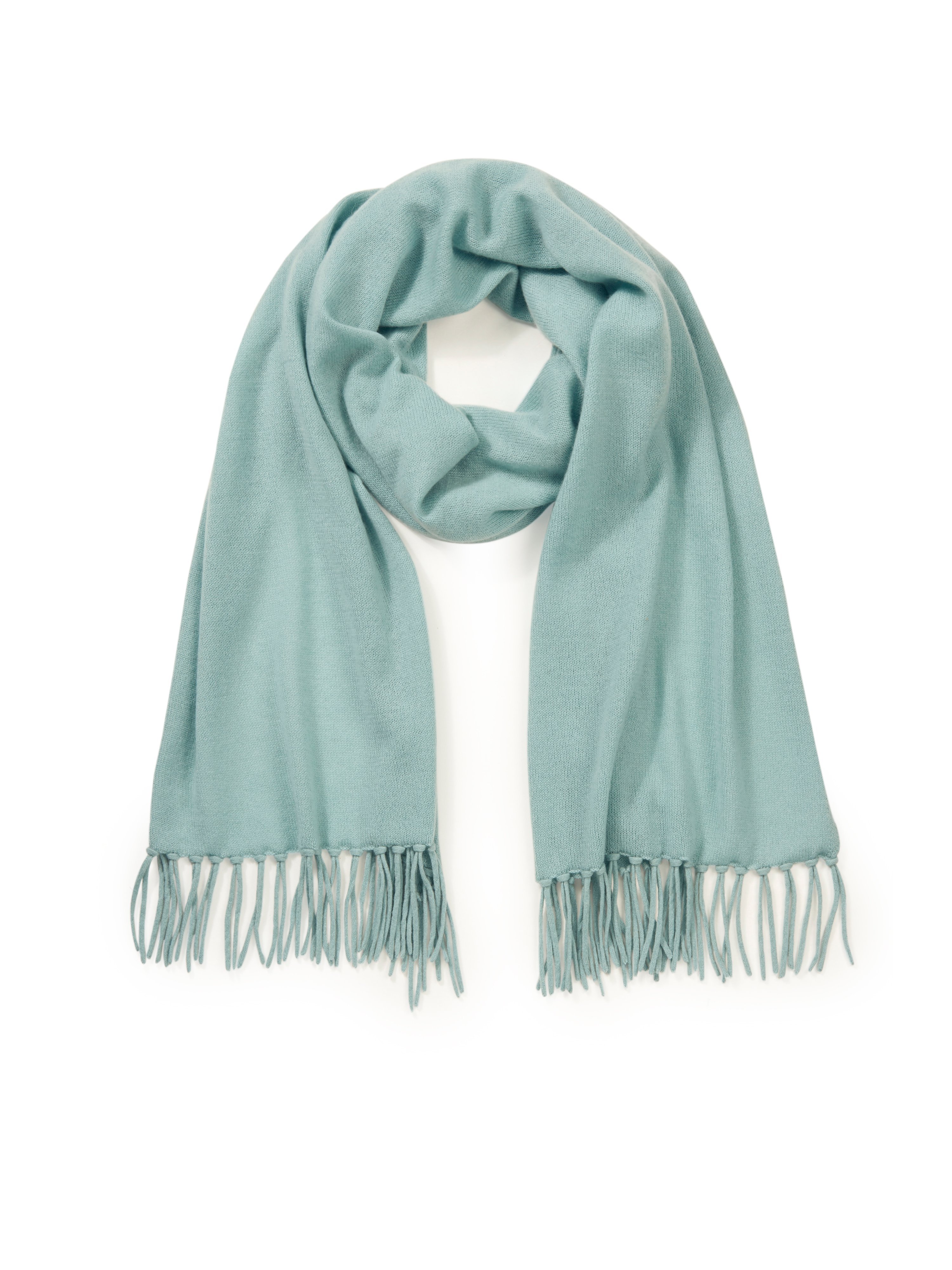Scarf long fringes at the edges include turquoise