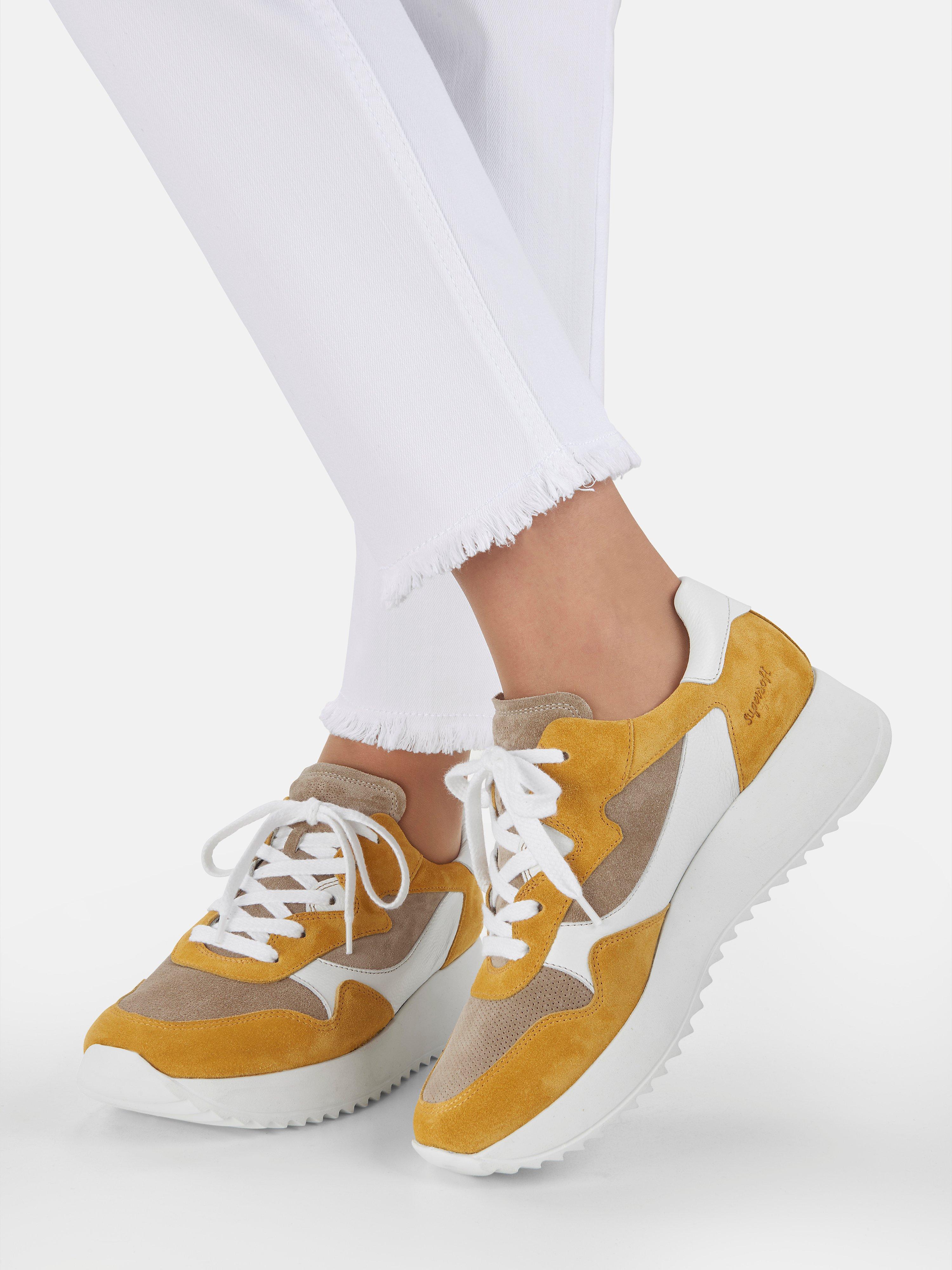 Paul Green - Kidskin suede and calf nappa leather sneakers - maize ...