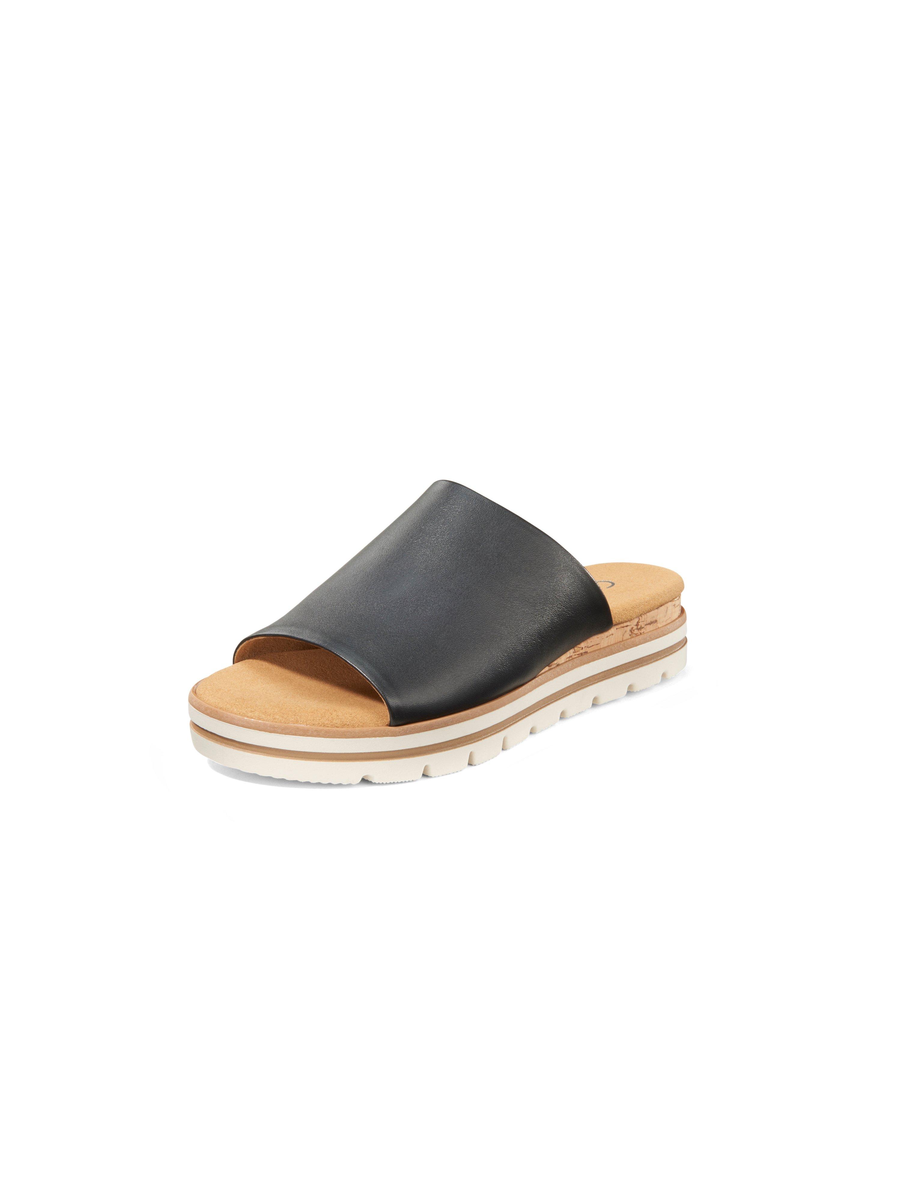 Slippers plateauzool kalfsnappaleer Van Gabor Comfort zwart