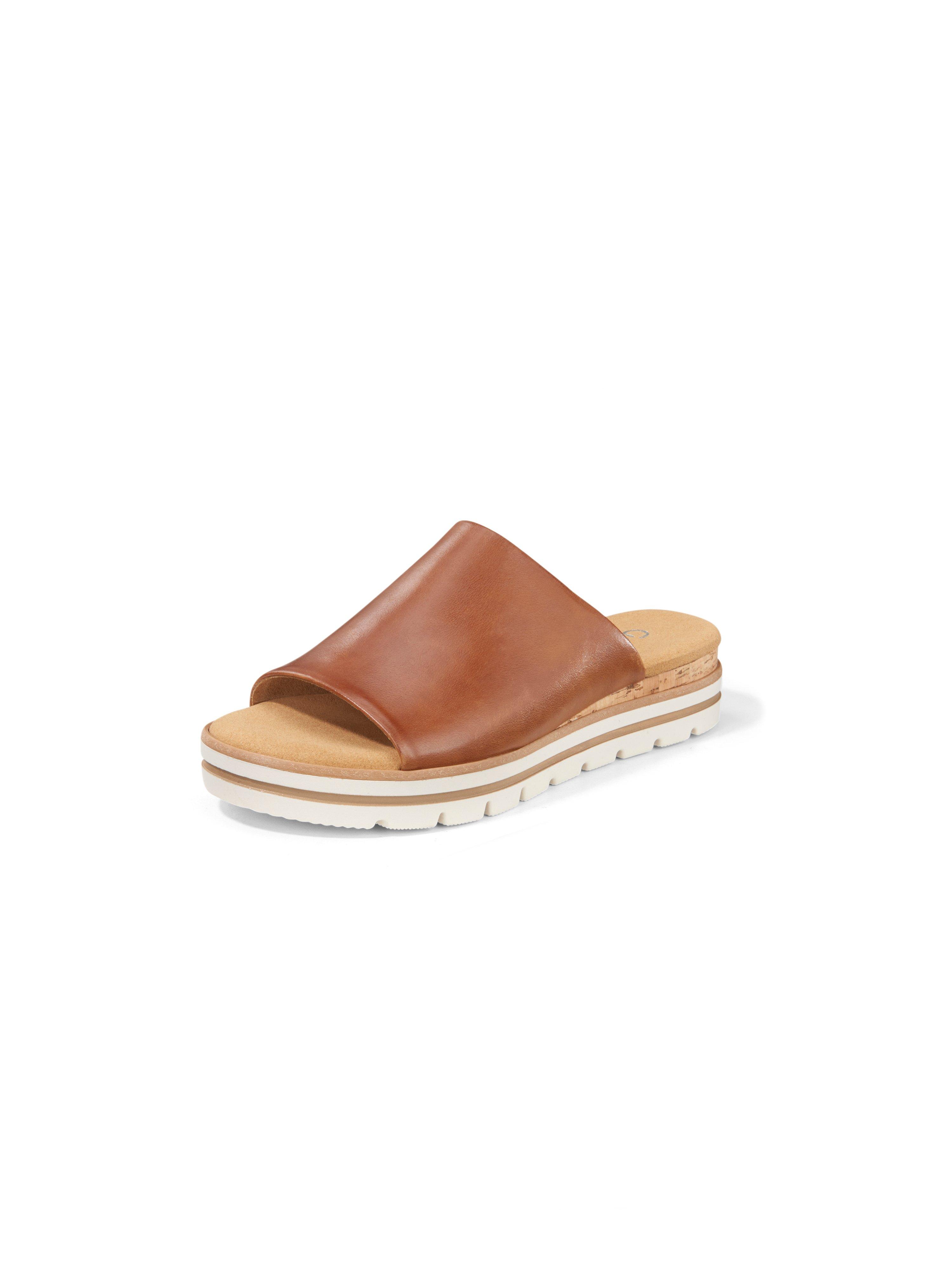 Slippers met plateauzool van kalfsnappaleer Van Gabor Comfort bruin