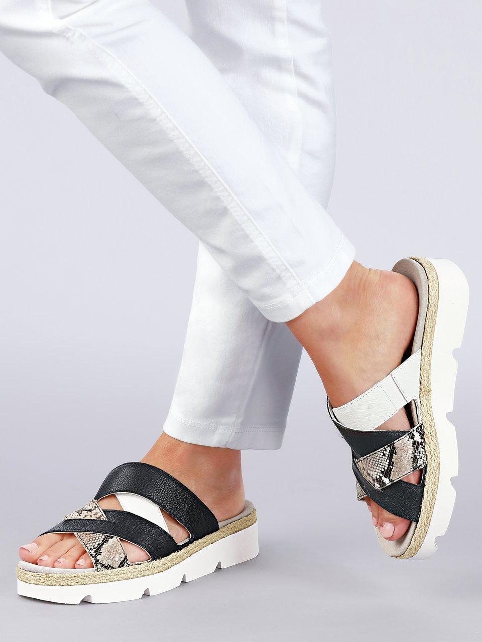 Waldläufer - Slippers Sissy van kalfs- en rundnappaleer - zwart/wit