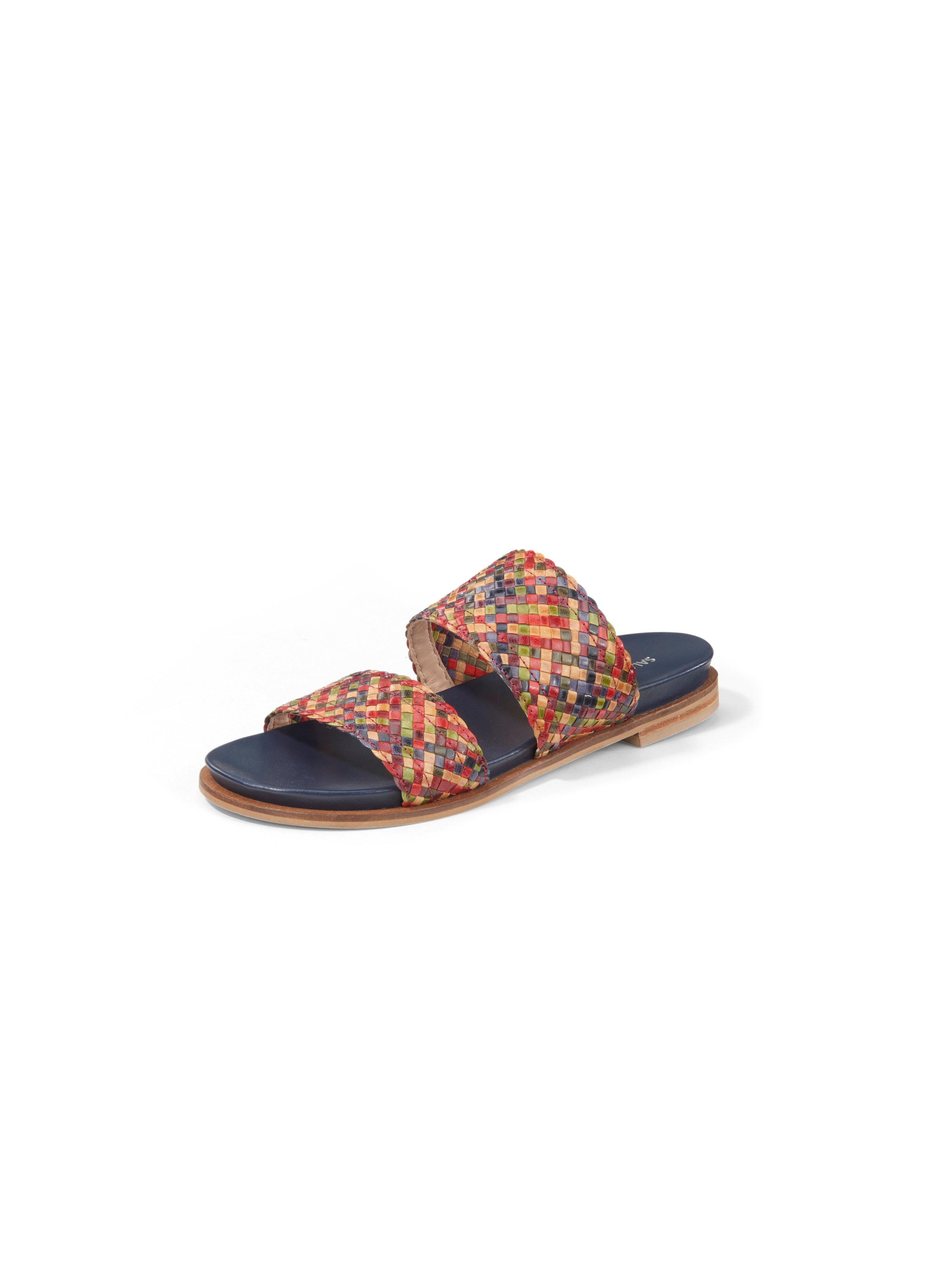 Slippers gevlochten rundnappaleren bandjes Van Salamander multicolour