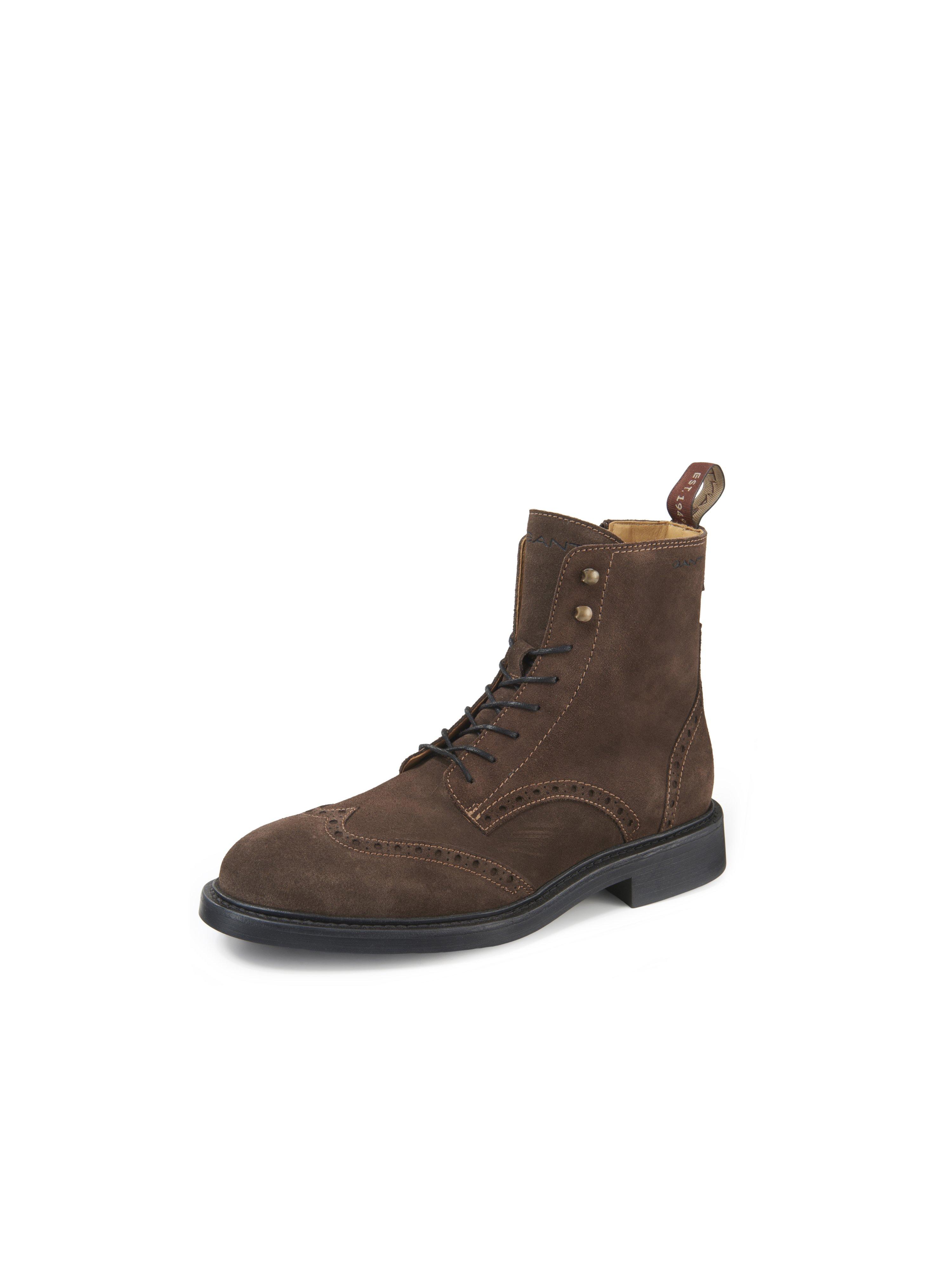 GANT Les bottines a lacets cuir velours de vachette marron fonce