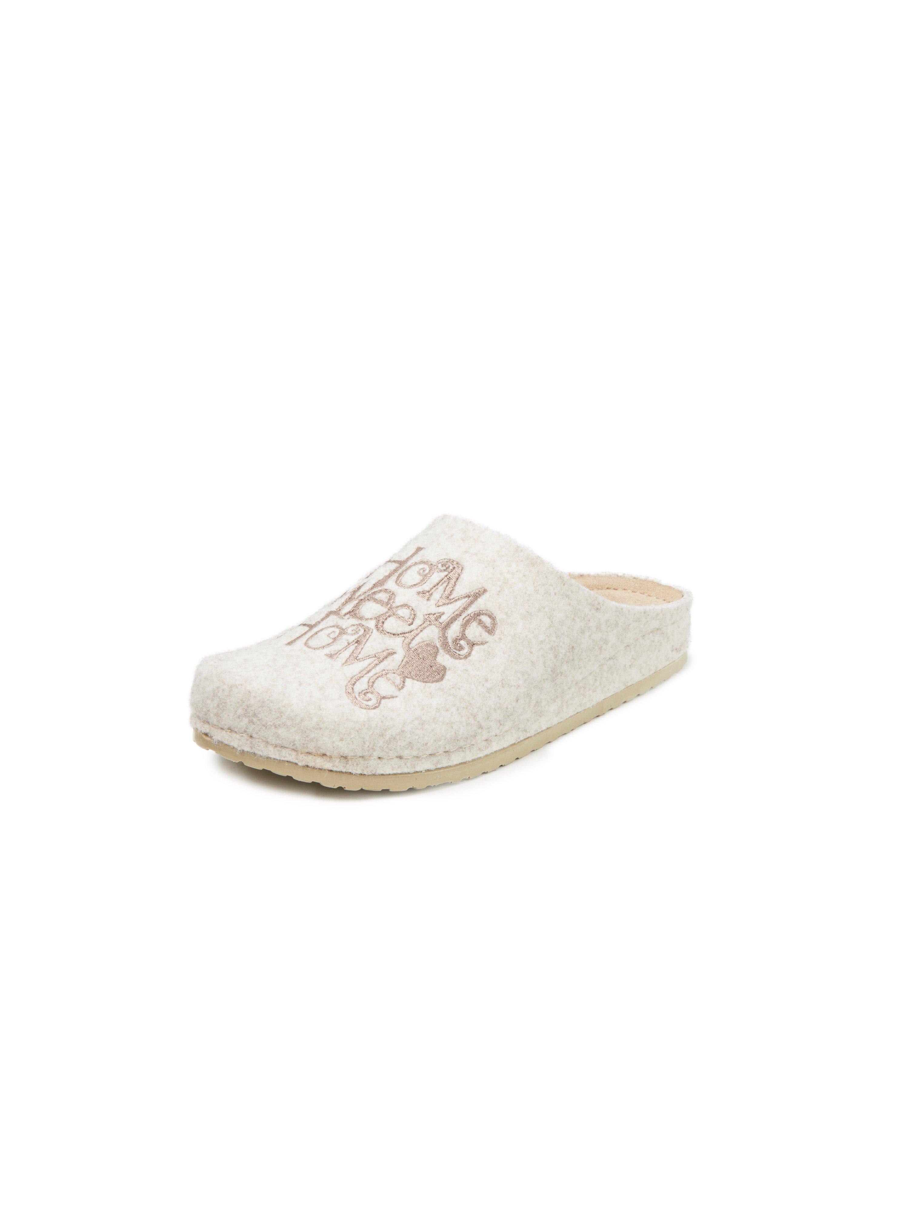 Pantoffels wolvilt borduursel Van MUBB beige