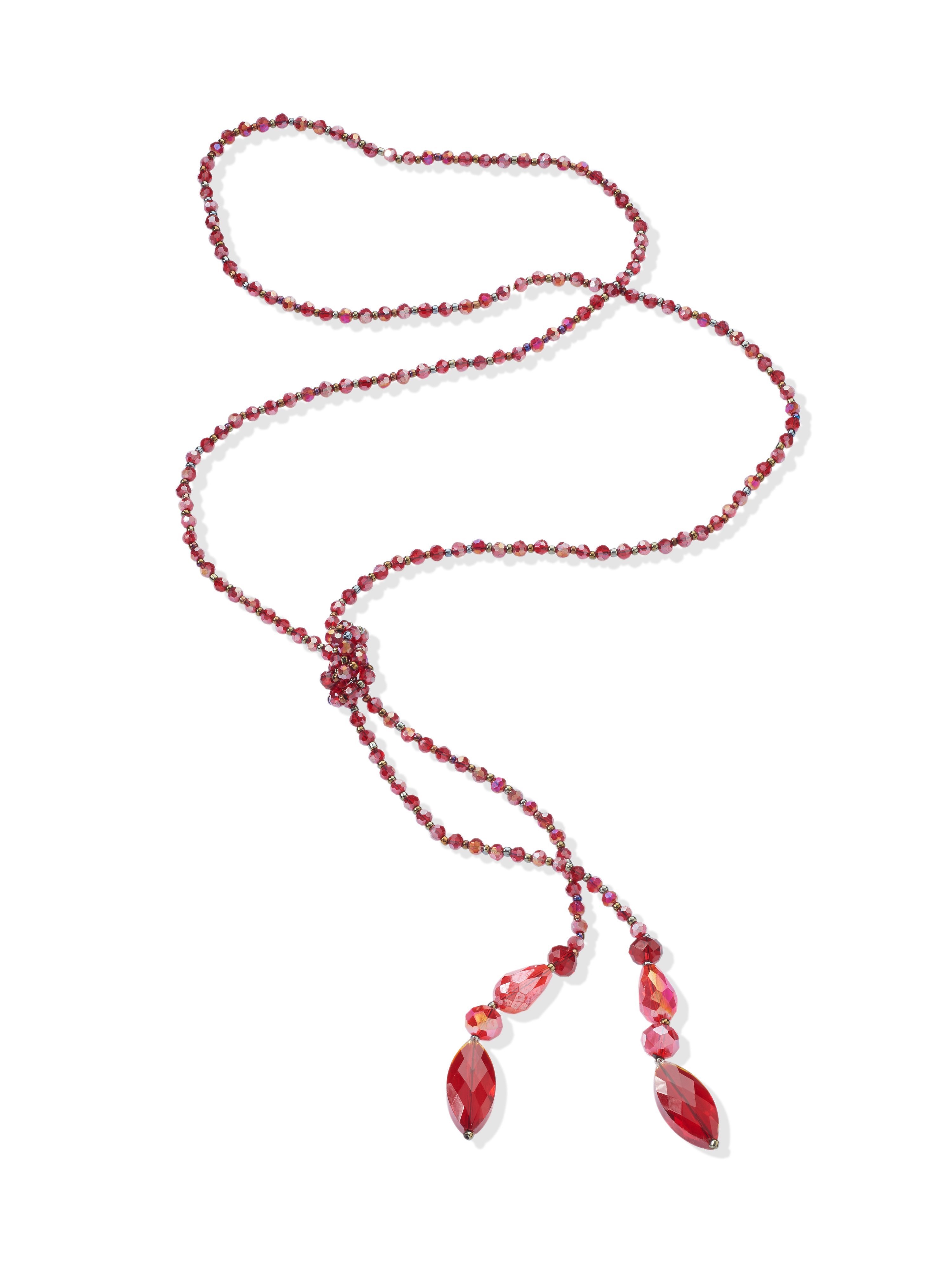 Le collier avec petites perles en verre  Emilia Lay rouge