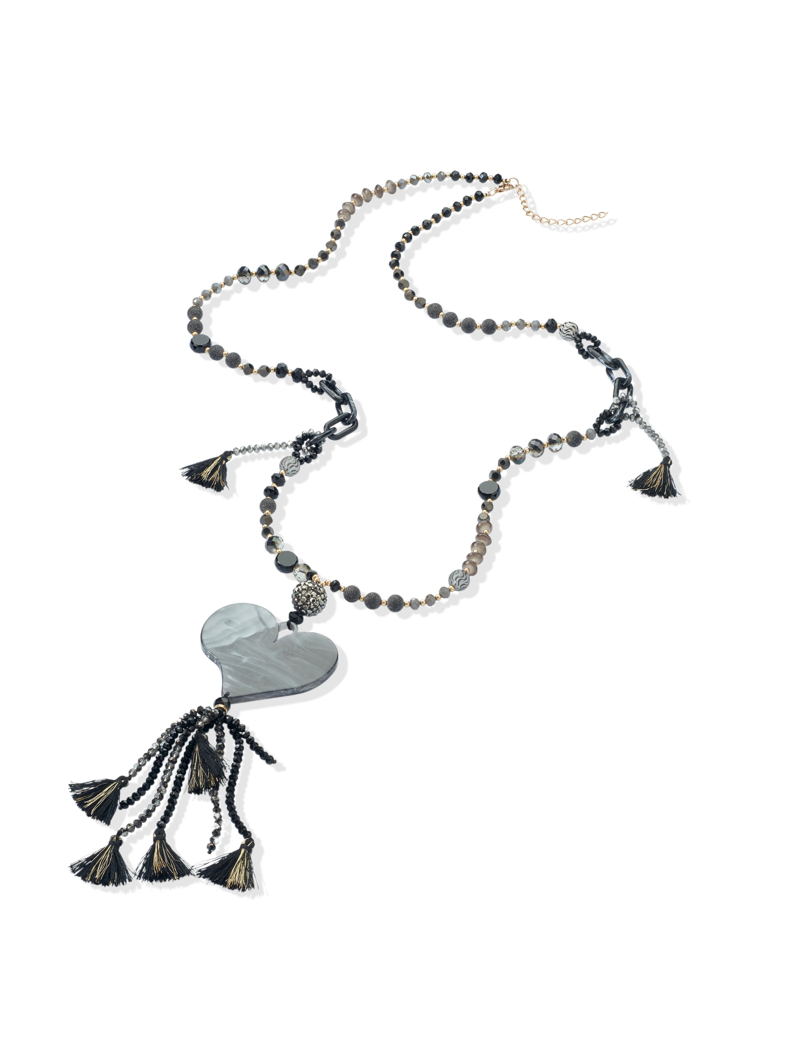 Le collier avec éléments en verre et plastique  Emilia Lay noir