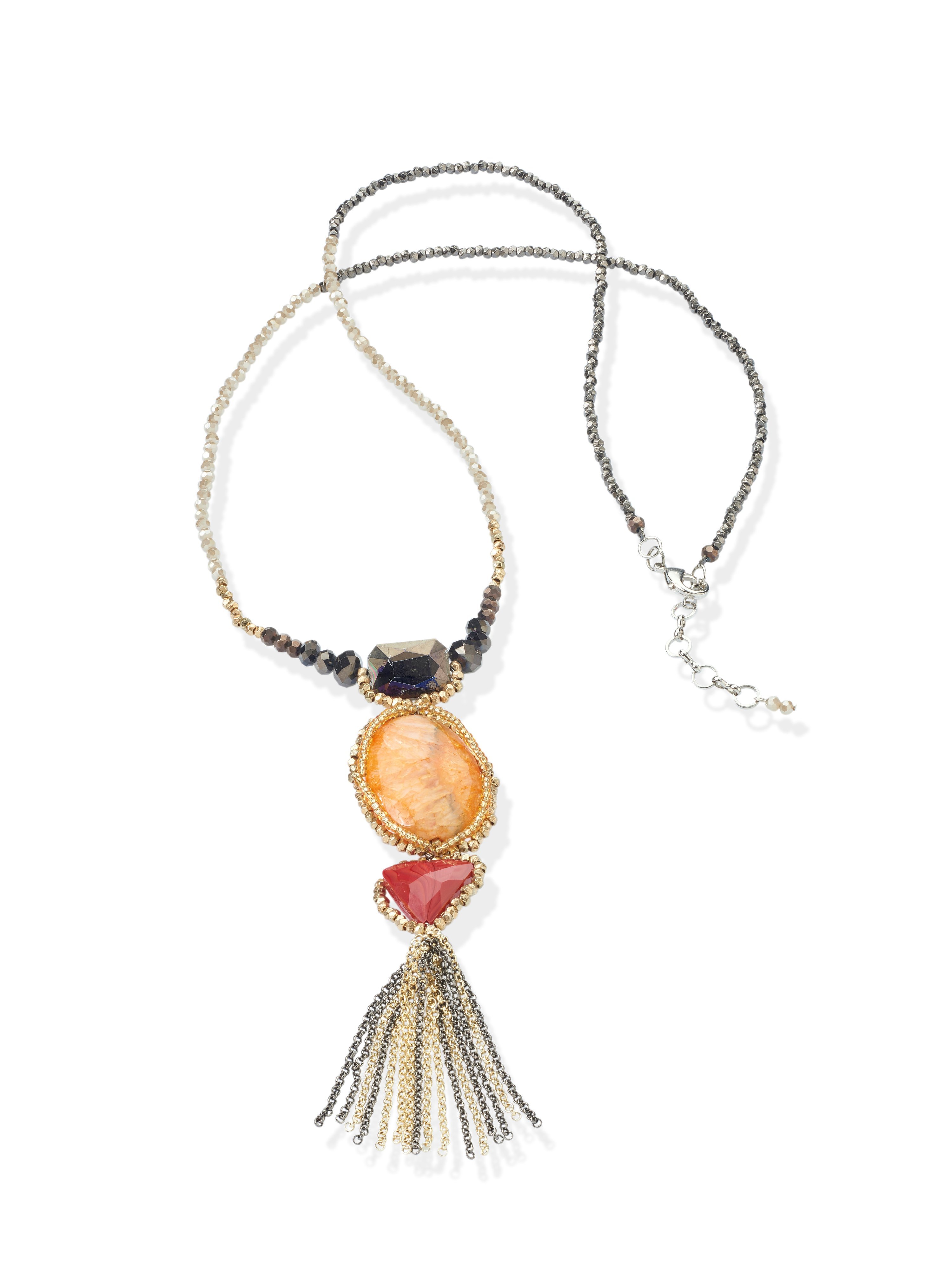 Le collier perles en verre avec pendentif  Emilia Lay orange