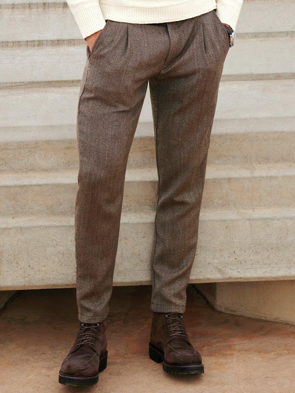 Pantalon laine marron droit avec pinces
