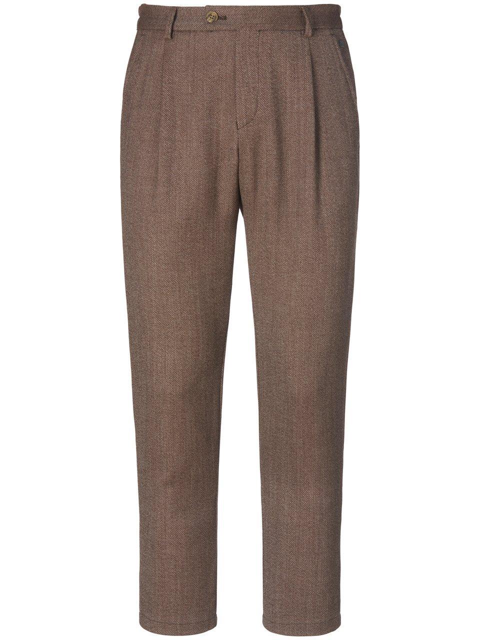 Tapered Fit-broek model Varun 100% scheerwol Van HILTL bruin