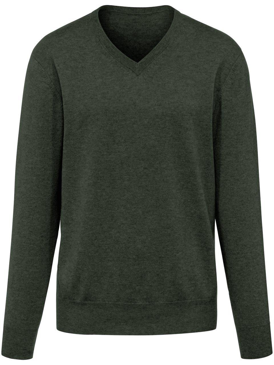 Trui V-hals 100% premium-kasjmier Van Peter Hahn Cashmere groen