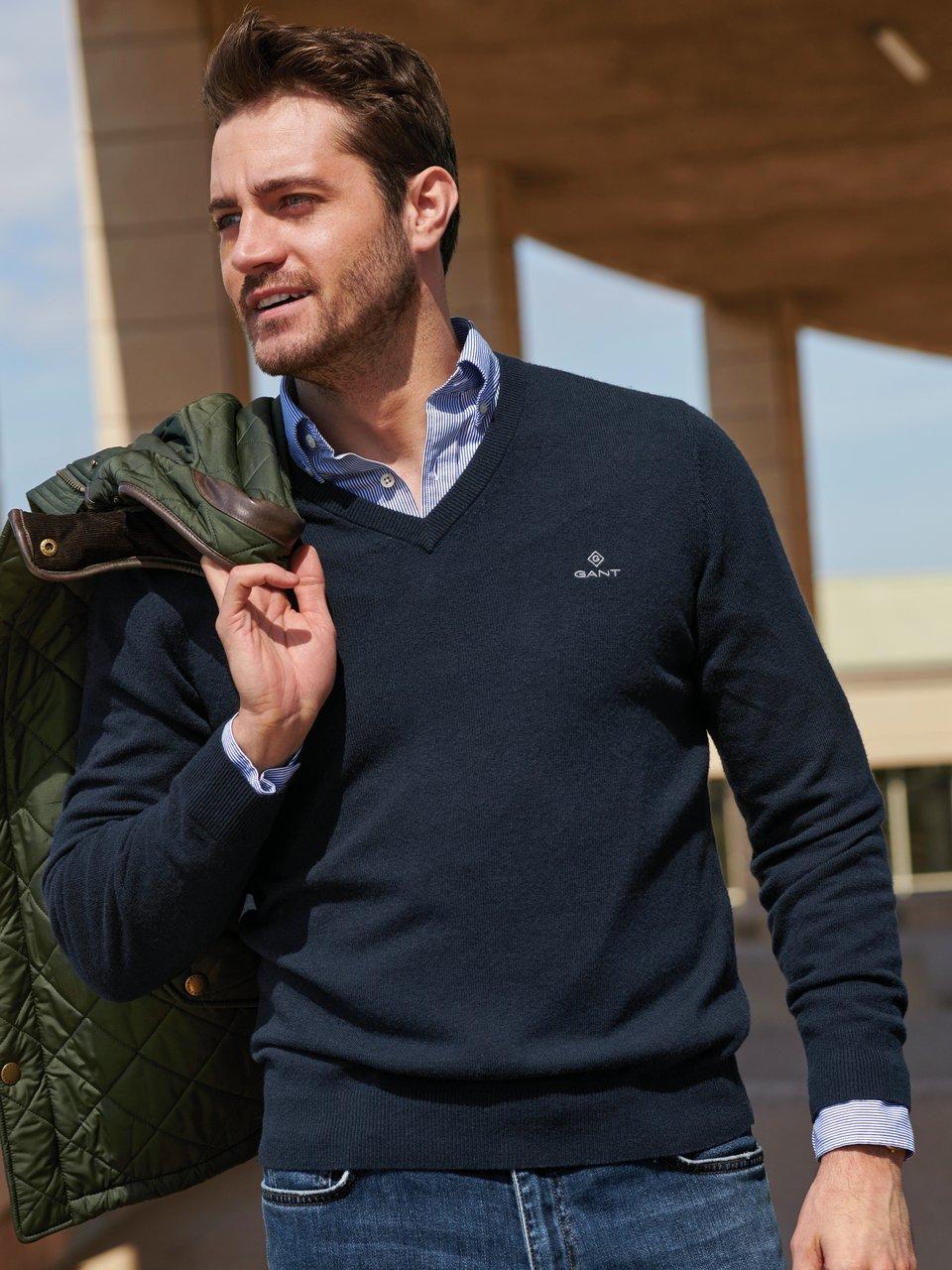GANT - Trui met V-hals van extra fijne lamswol