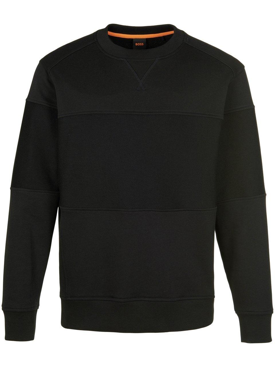 Sweatshirt W_Patchcrew Van BOSS zwart